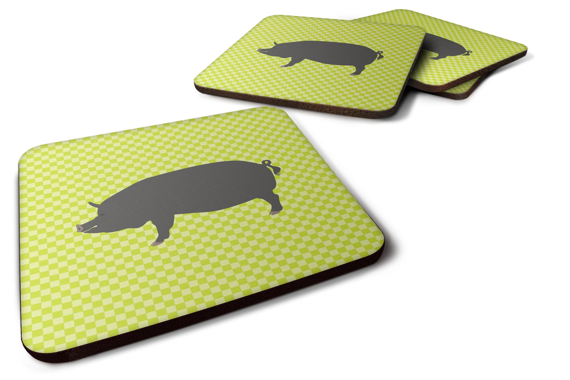 Berkshire Pig Green Foam Coaster Set of 4 BB7759FC - the-store.com