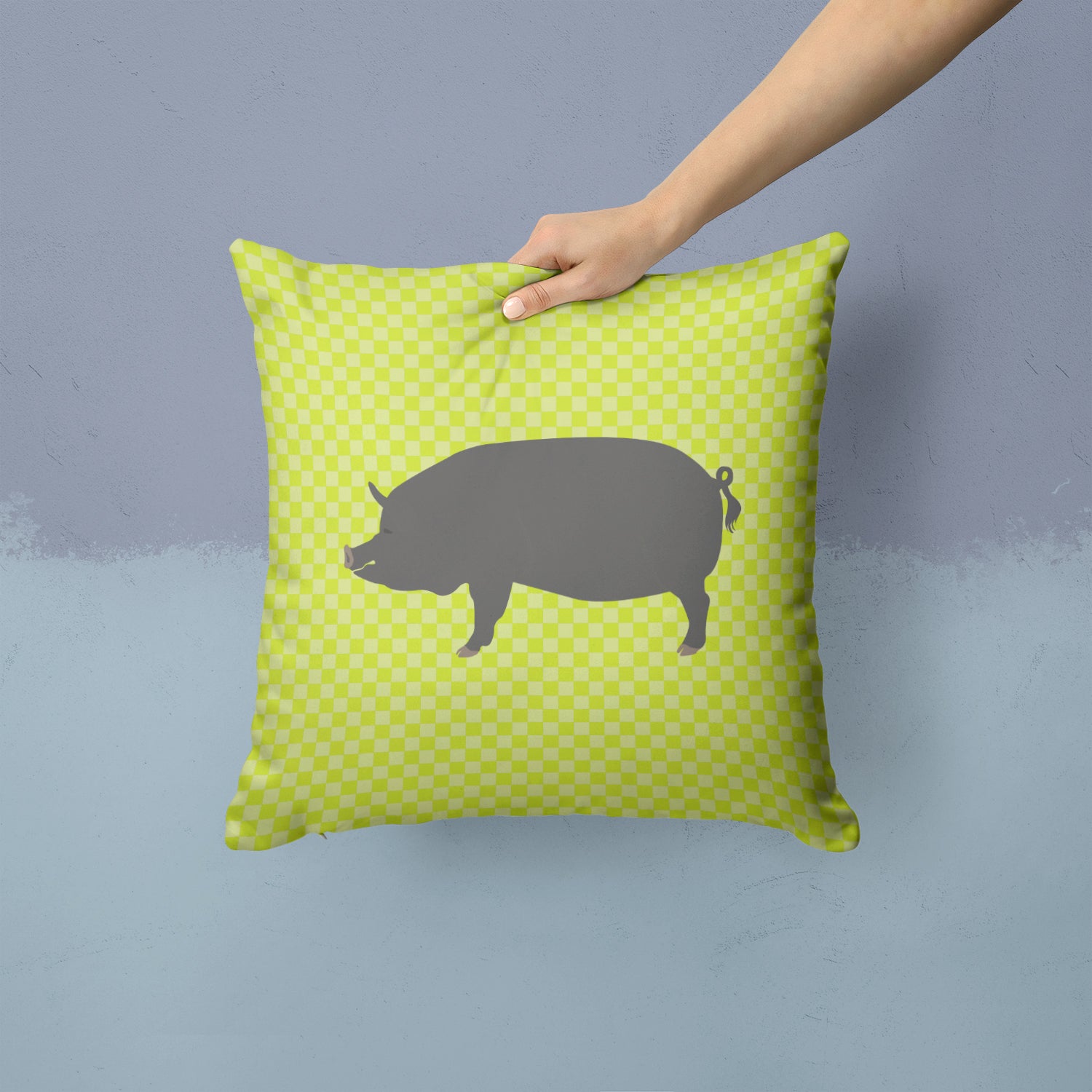 Berkshire Pig Green Fabric Decorative Pillow BB7759PW1414 - the-store.com