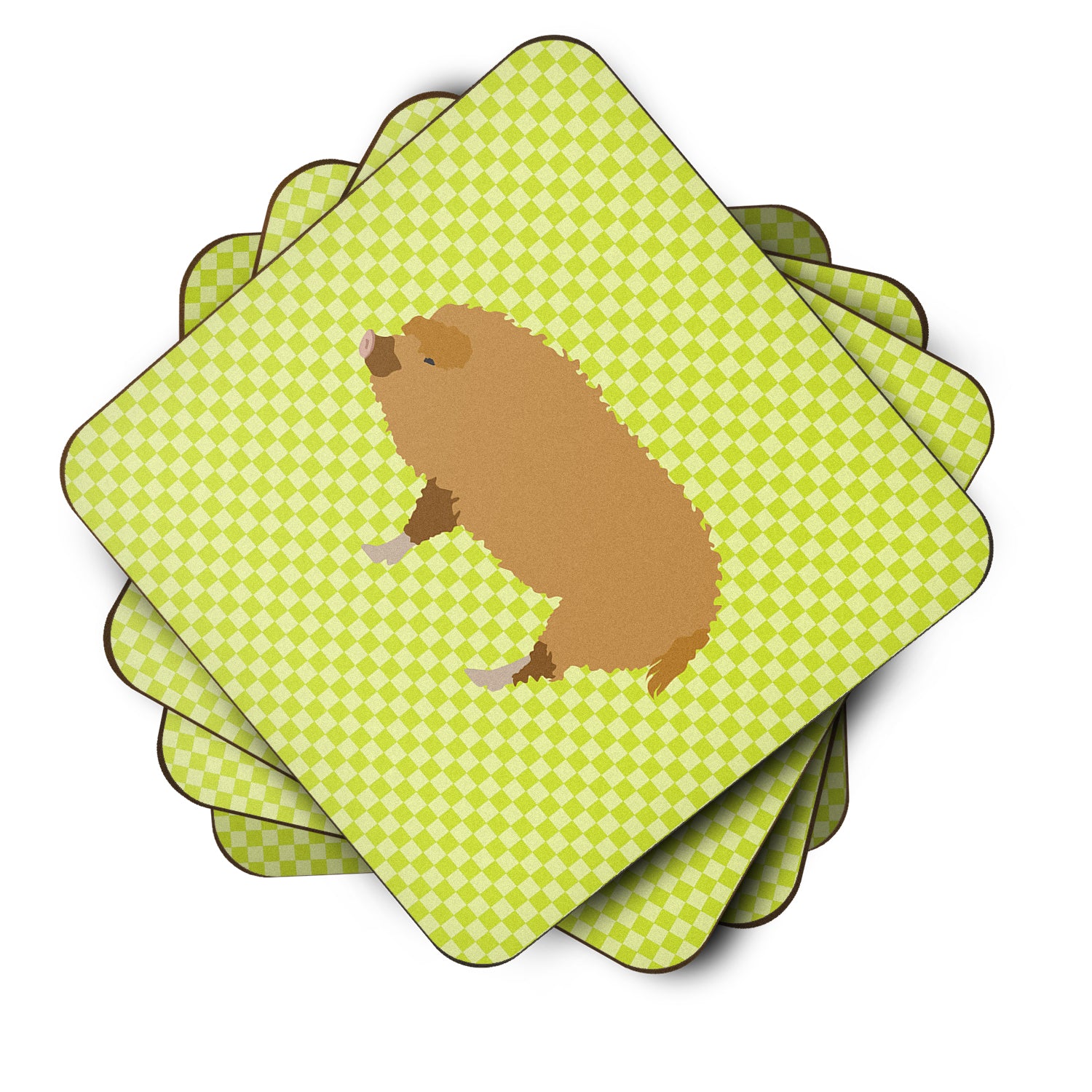 Hungarian Mangalica Pig Green Foam Coaster Set of 4 BB7760FC - the-store.com