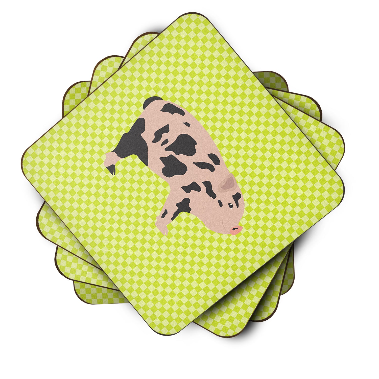 Mini Miniature Pig Green Foam Coaster Set of 4 BB7761FC - the-store.com