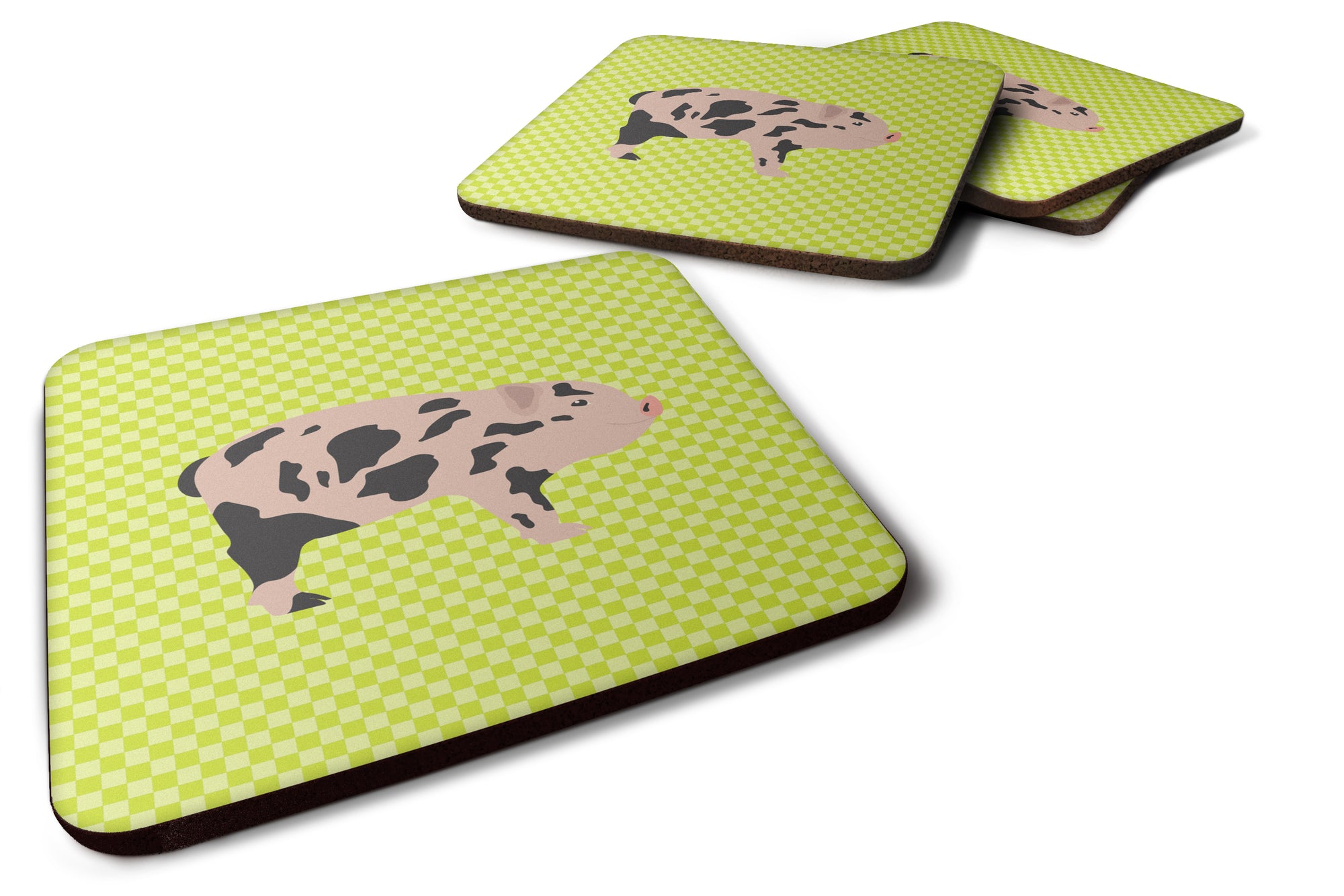 Mini Miniature Pig Green Foam Coaster Set of 4 BB7761FC - the-store.com