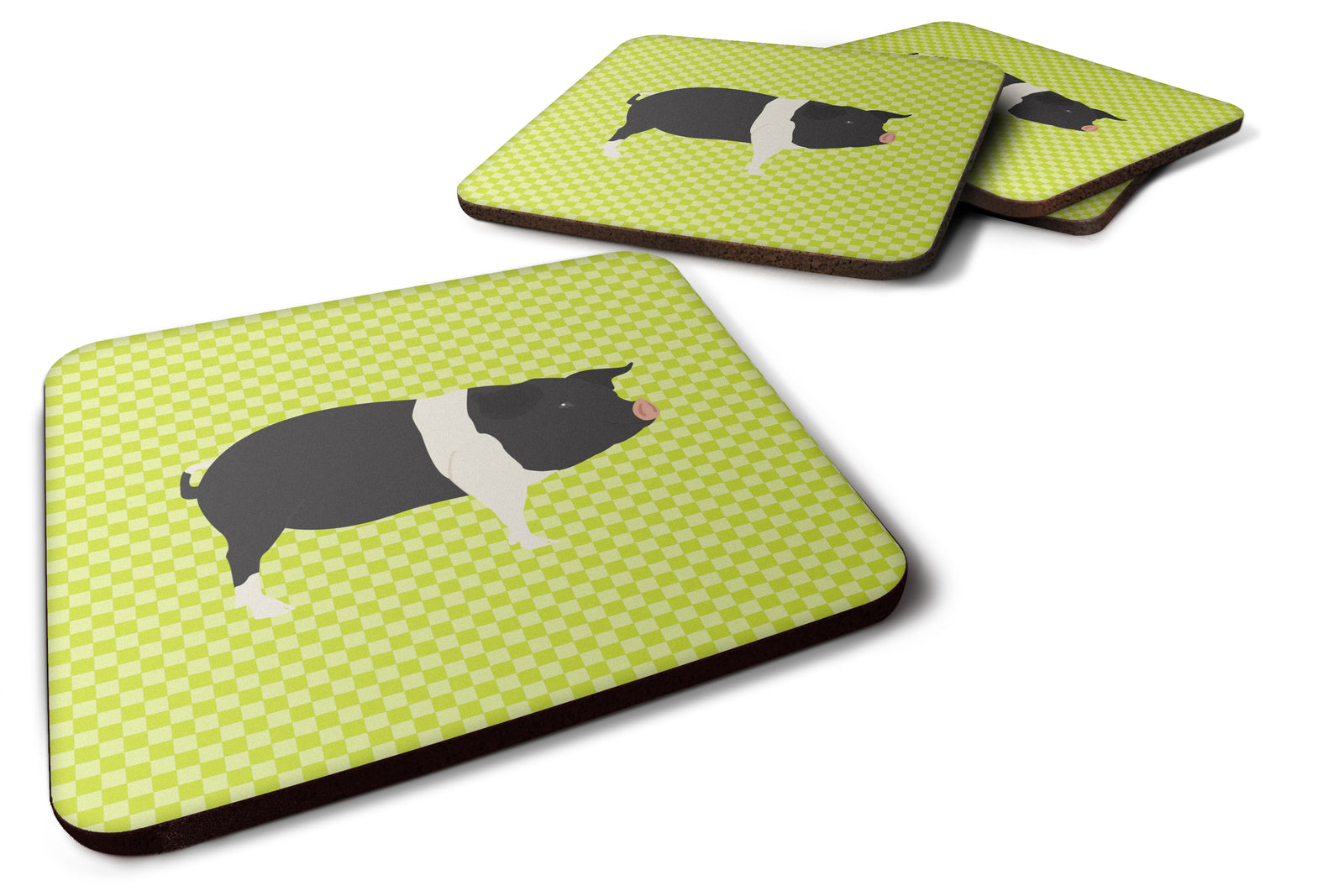 Hampshire Pig Green Foam Coaster Set of 4 BB7765FC - the-store.com