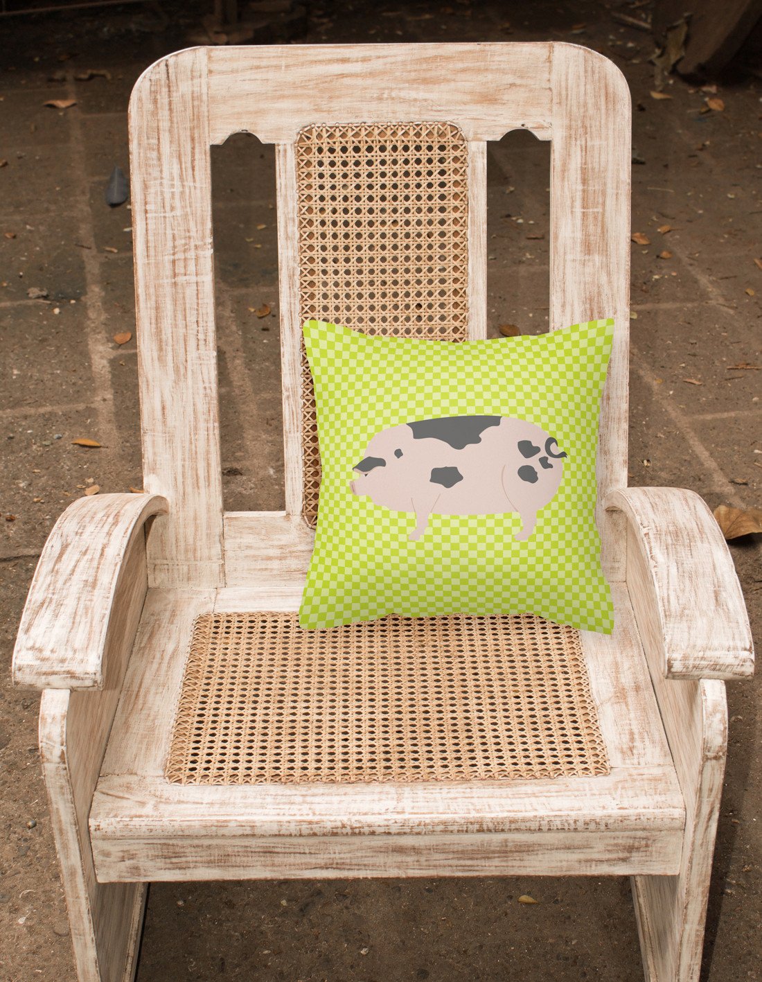 Gloucester Old Spot Pig Green Fabric Decorative Pillow BB7766PW1818 by Caroline's Treasures