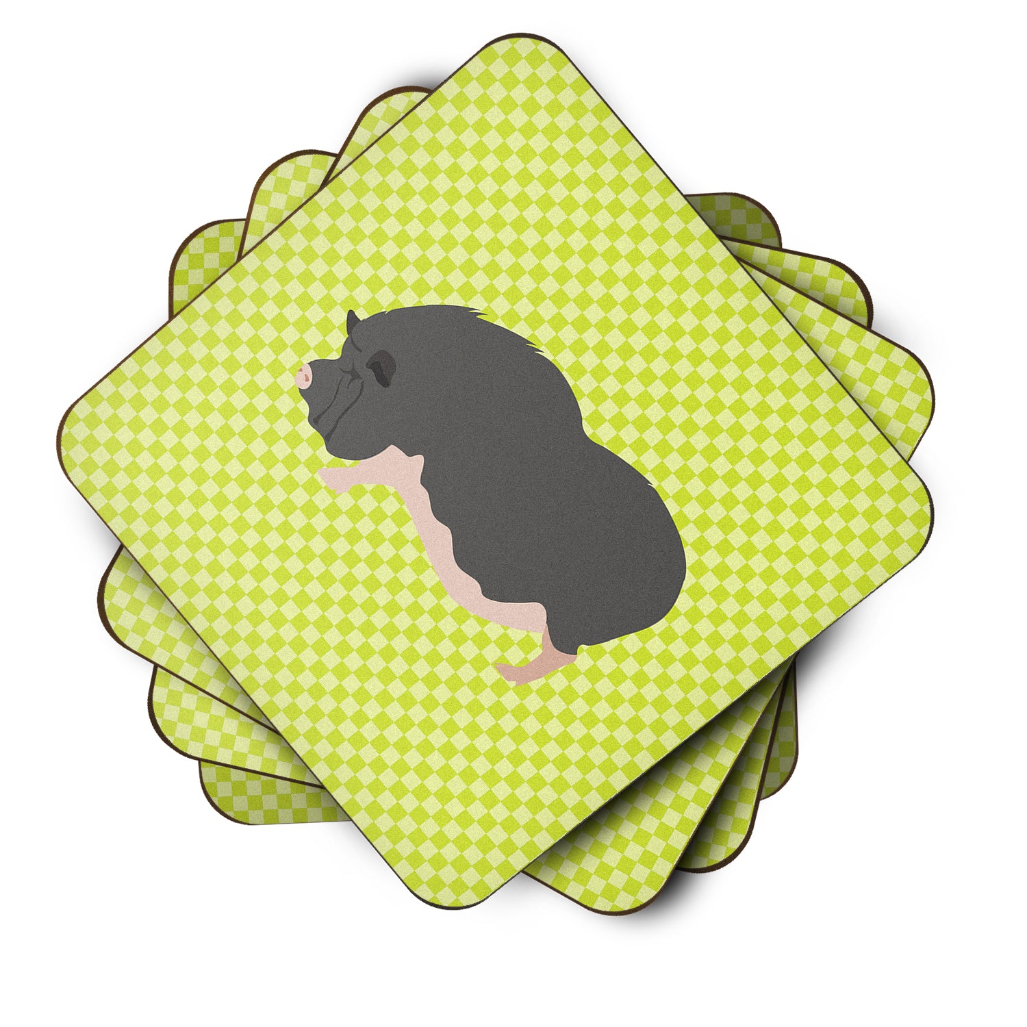 Vietnamese Pot-Bellied Pig Green Foam Coaster Set of 4 BB7767FC - the-store.com