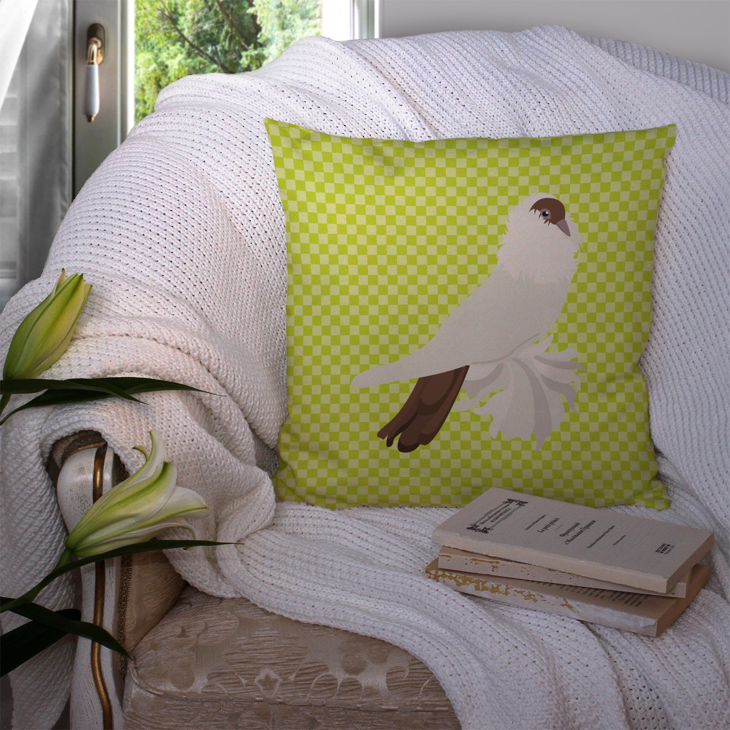 German Helmet Pigeon Green Fabric Decorative Pillow BB7770PW1414 - the-store.com