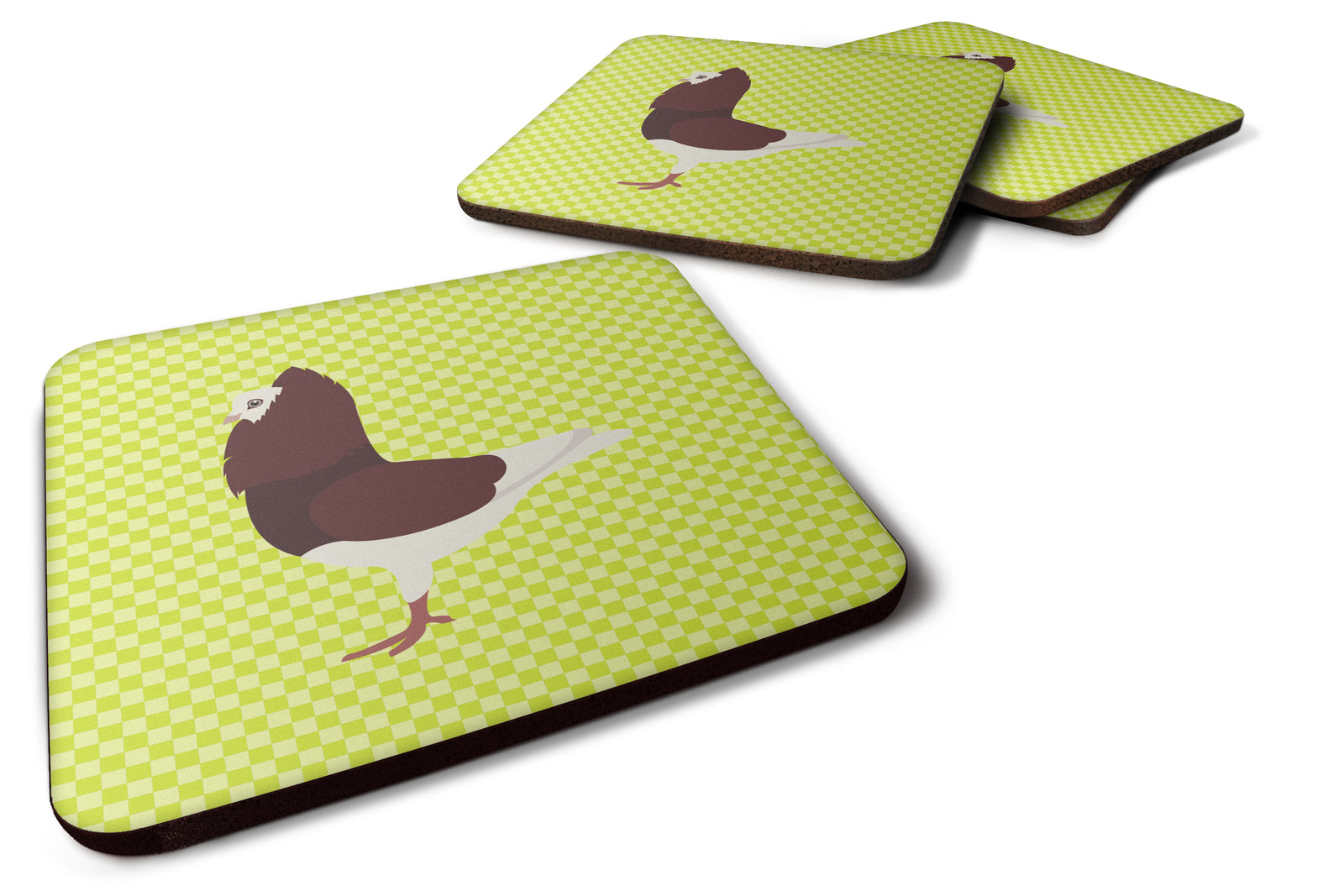 Capuchin Red Pigeon Green Foam Coaster Set of 4 BB7774FC - the-store.com