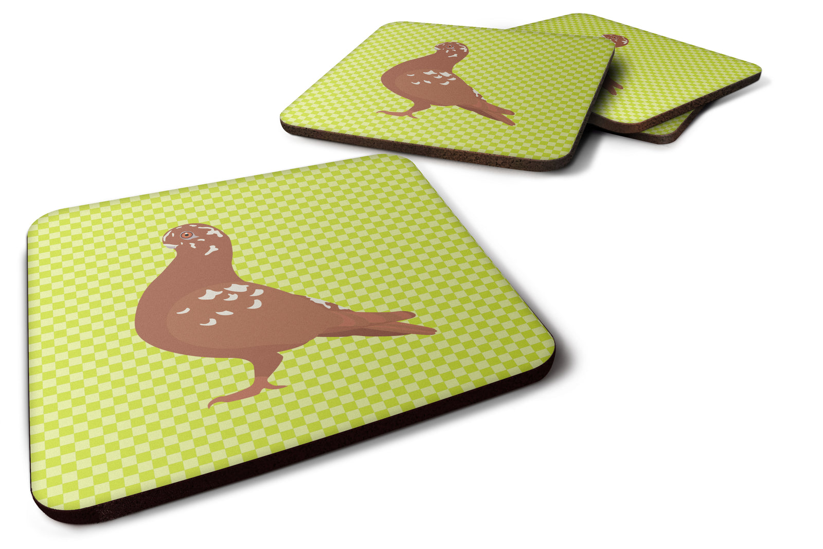 African Owl Pigeon Green Foam Coaster Set of 4 BB7779FC - the-store.com