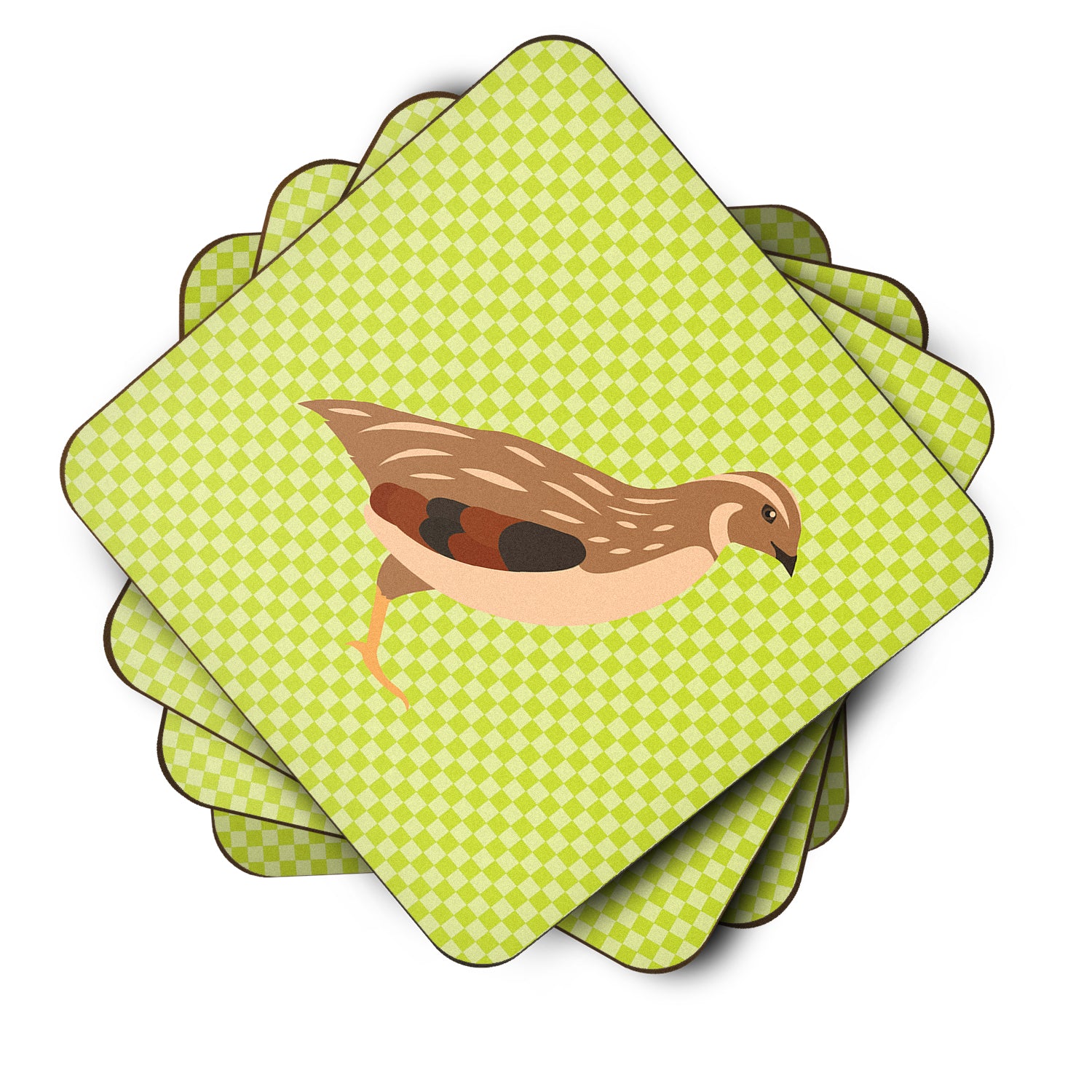 Golden Phoenix Quail Green Foam Coaster Set of 4 BB7781FC - the-store.com