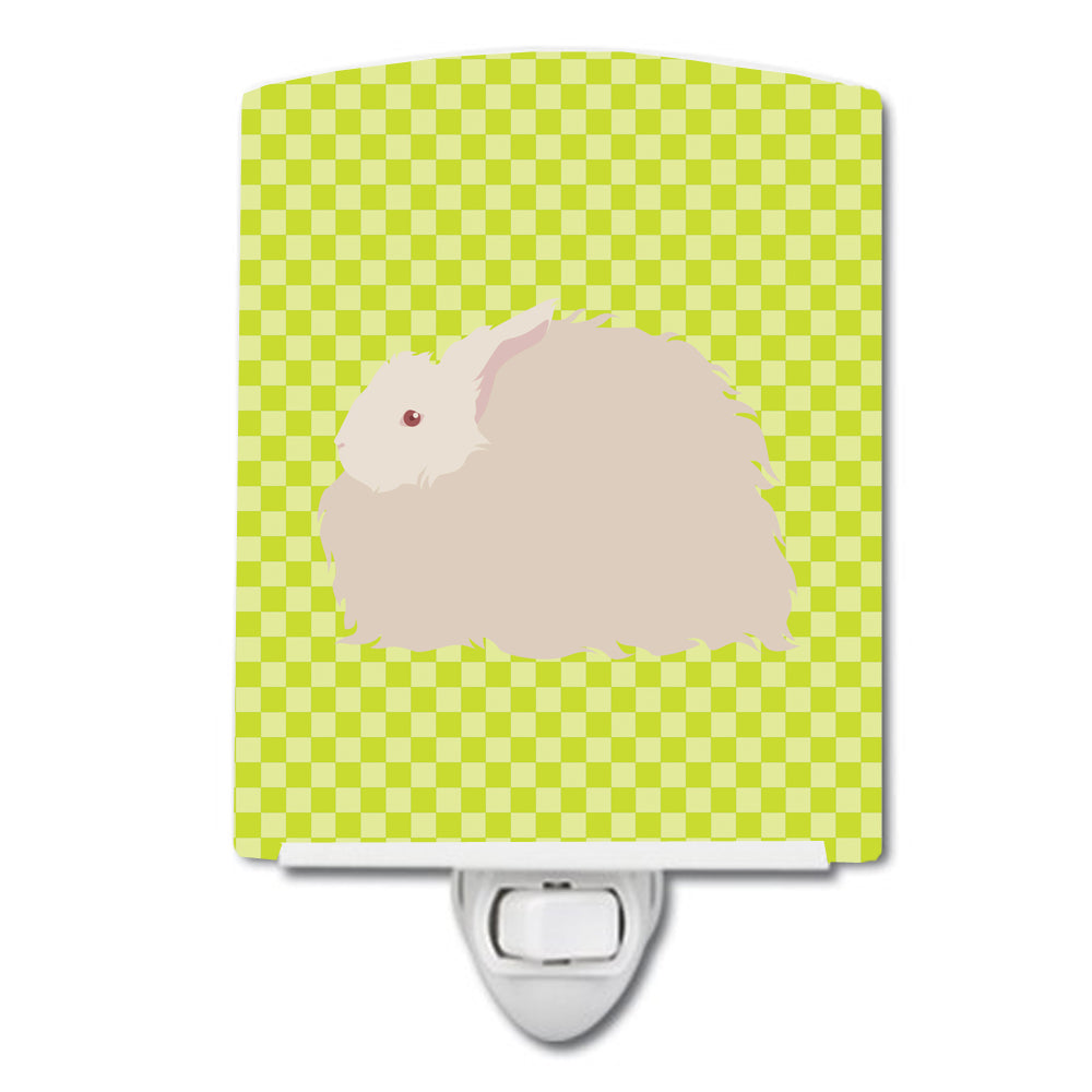 Fluffy Angora Rabbit Green Ceramic Night Light BB7785CNL - the-store.com