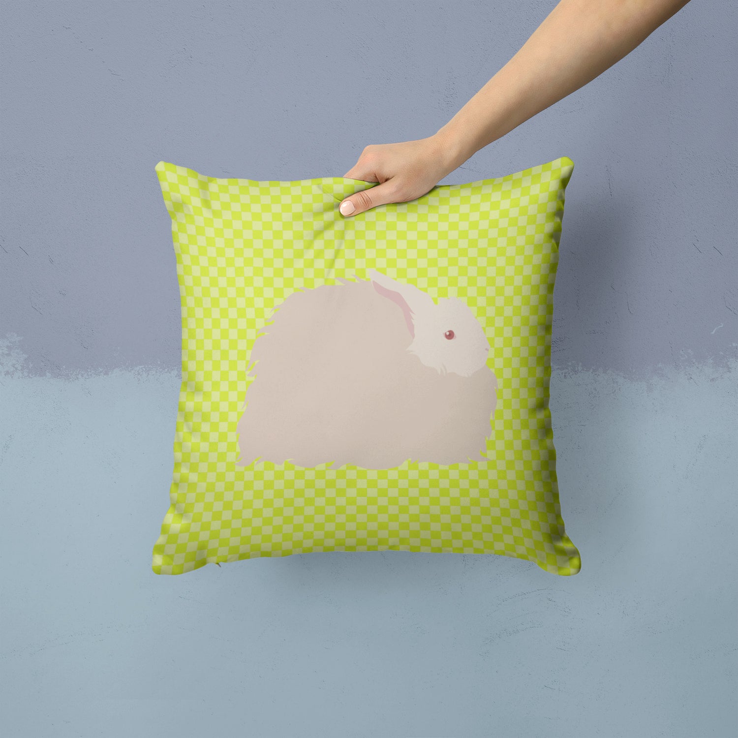 Fluffy Angora Rabbit Green Fabric Decorative Pillow BB7785PW1414 - the-store.com