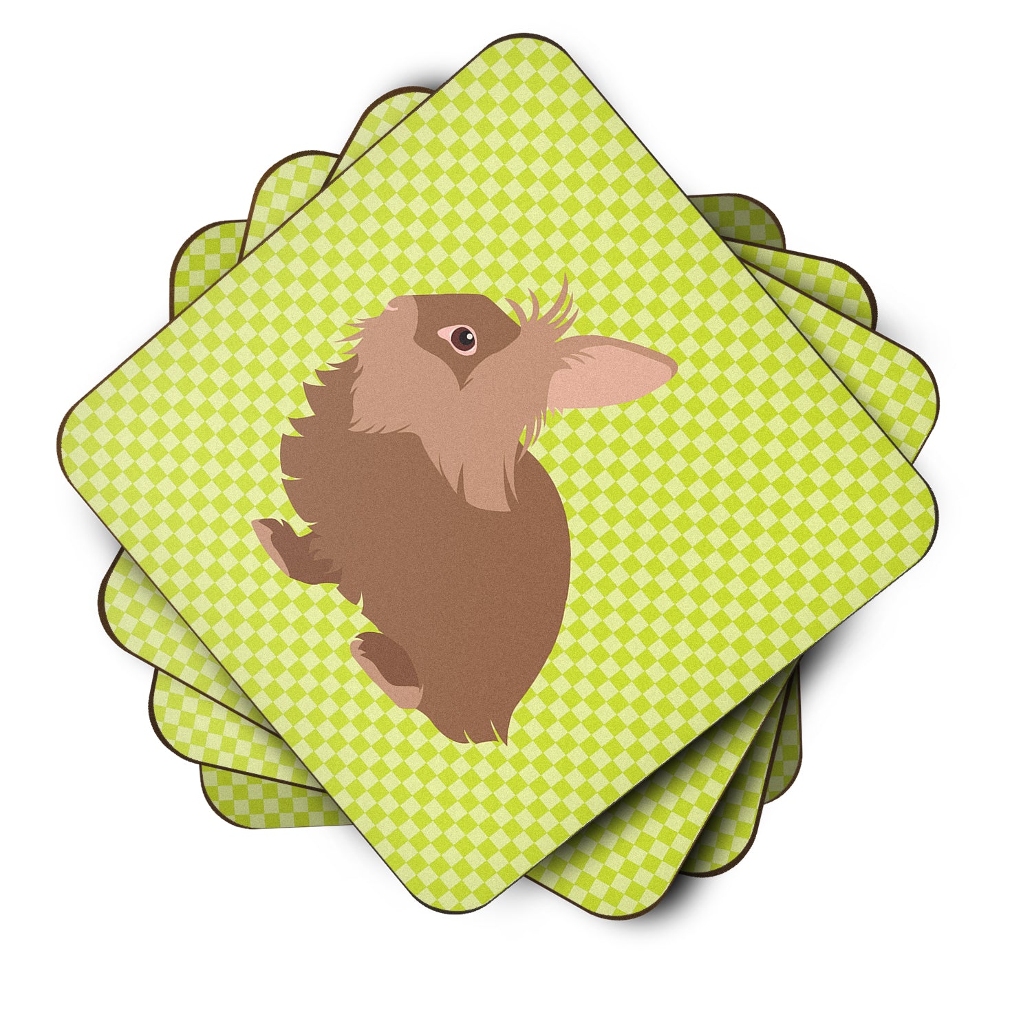 Lionhead Rabbit Green Foam Coaster Set of 4 BB7786FC - the-store.com