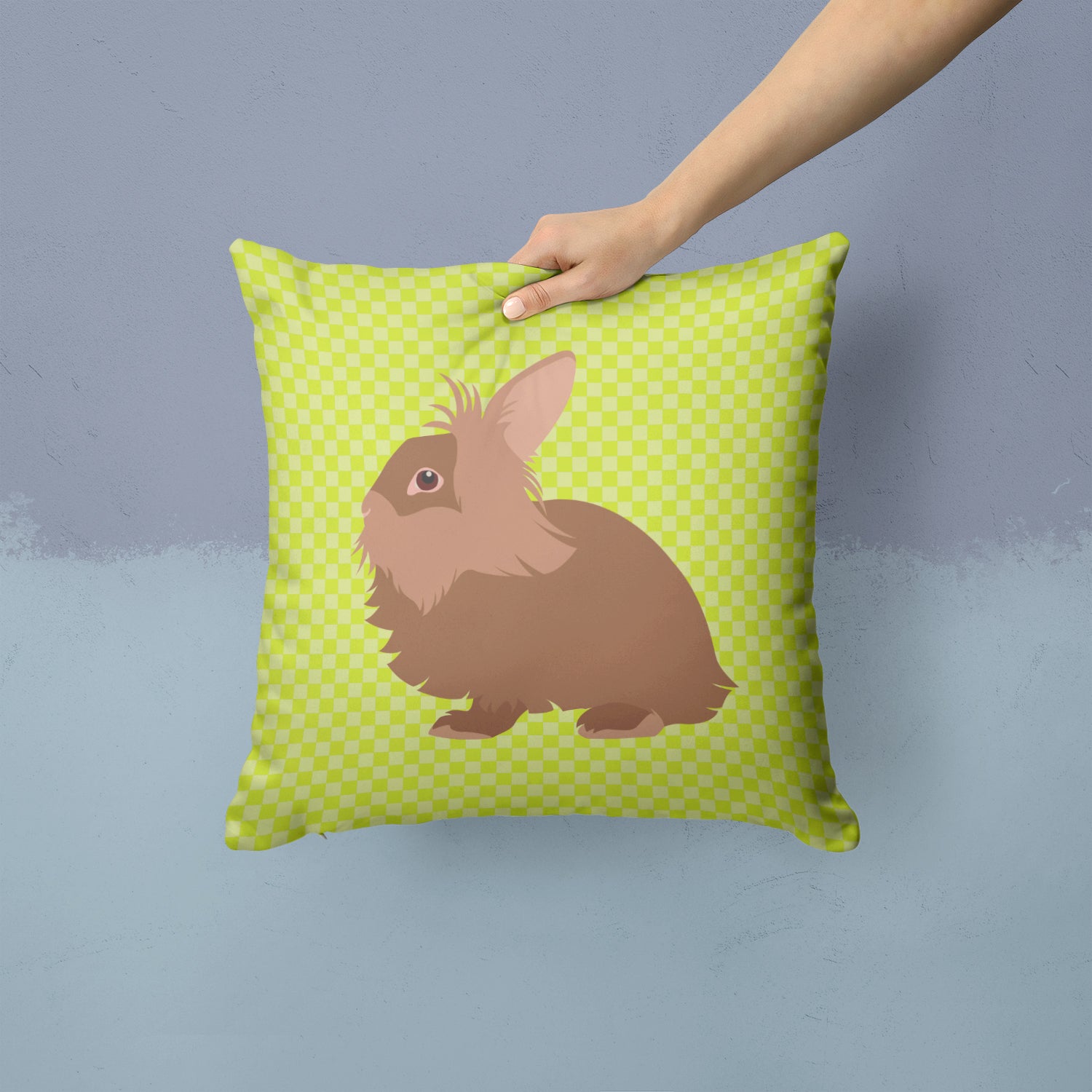 Lionhead Rabbit Green Fabric Decorative Pillow BB7786PW1414 - the-store.com