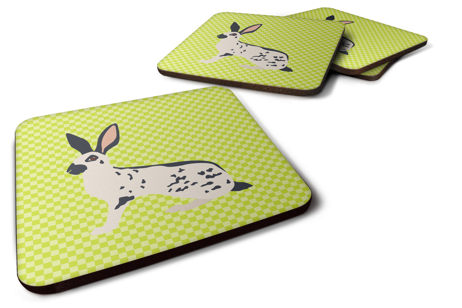 English Spot Rabbit Green Foam Coaster Set of 4 BB7787FC - the-store.com