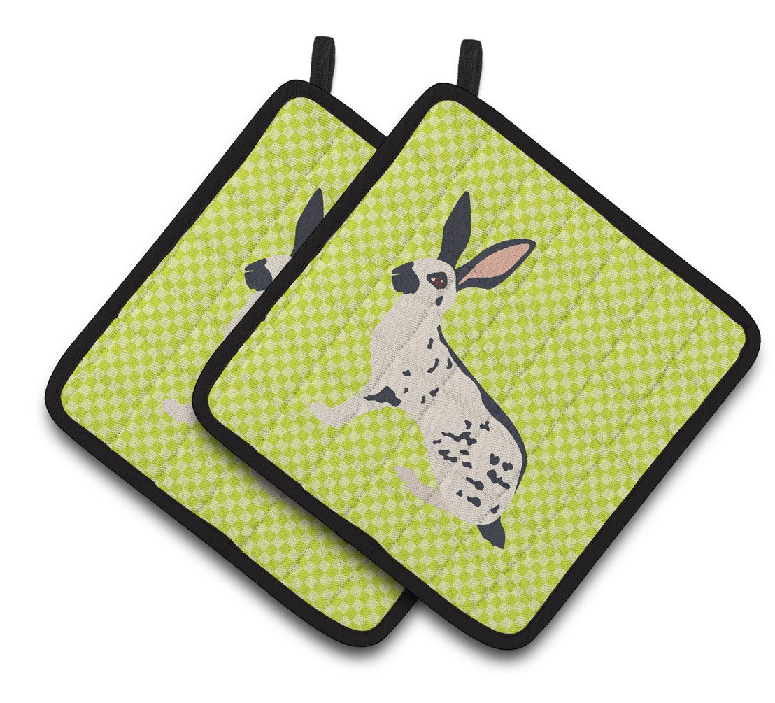 English Spot Rabbit Green Pair of Pot Holders BB7787PTHD by Caroline's Treasures