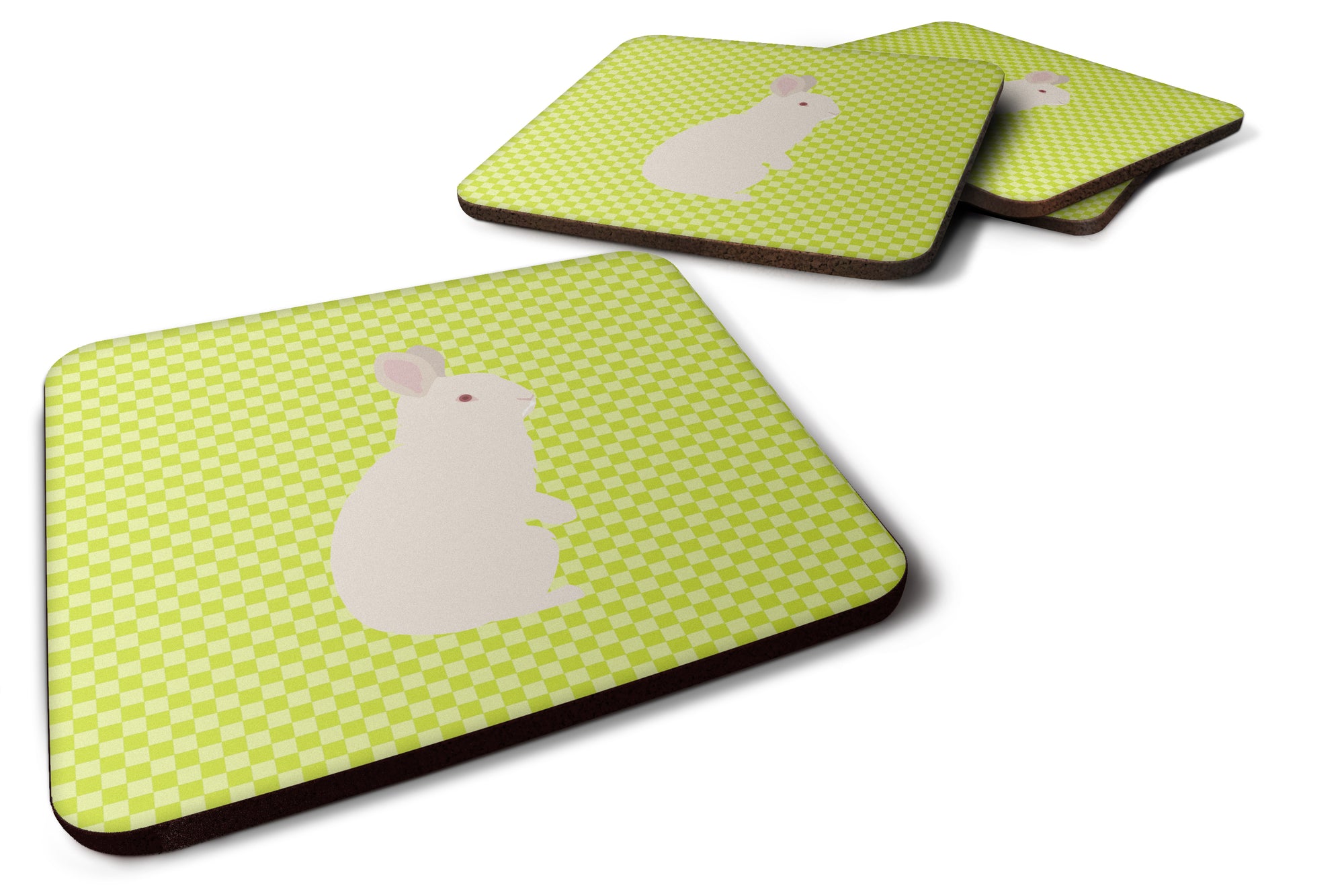 New Zealand White Rabbit Green Foam Coaster Set of 4 BB7791FC - the-store.com