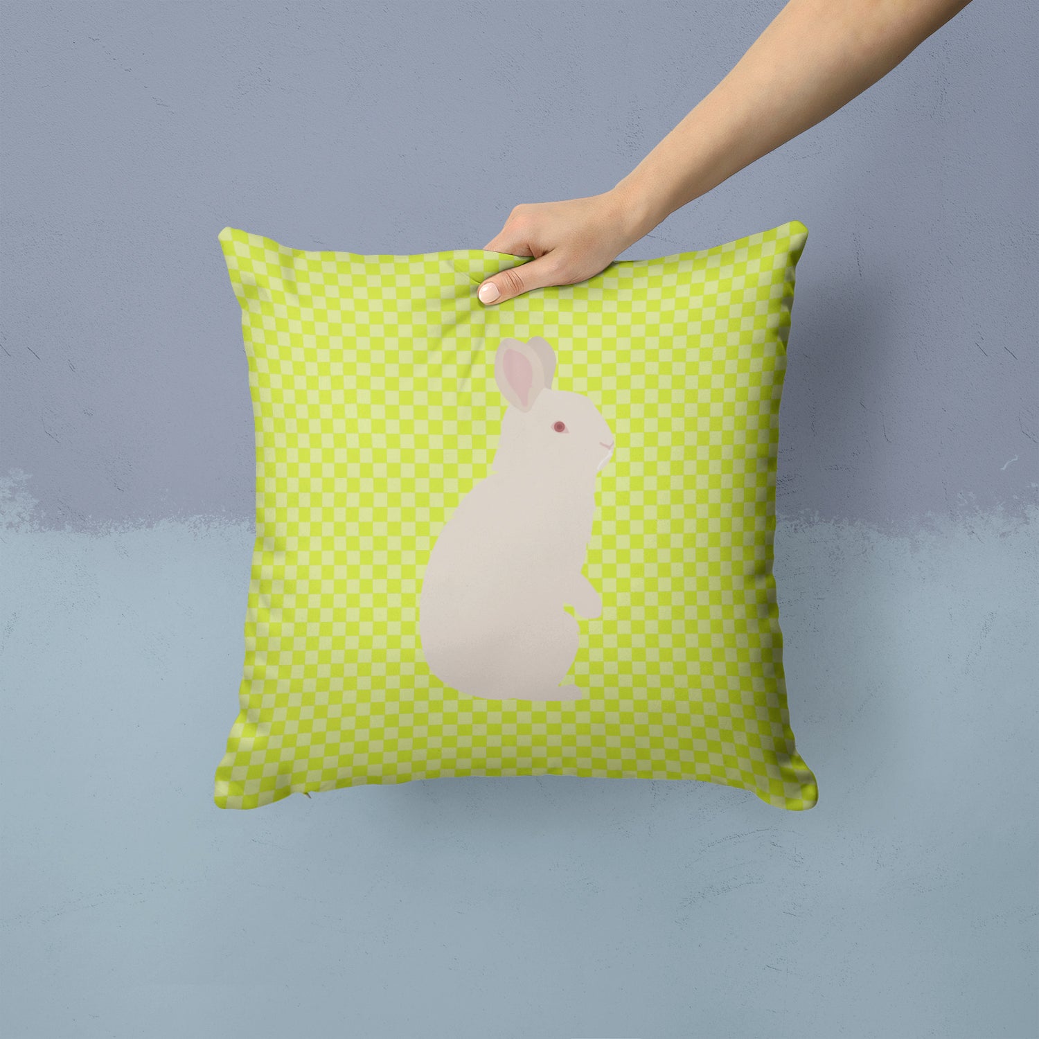 New Zealand White Rabbit Green Fabric Decorative Pillow BB7791PW1414 - the-store.com