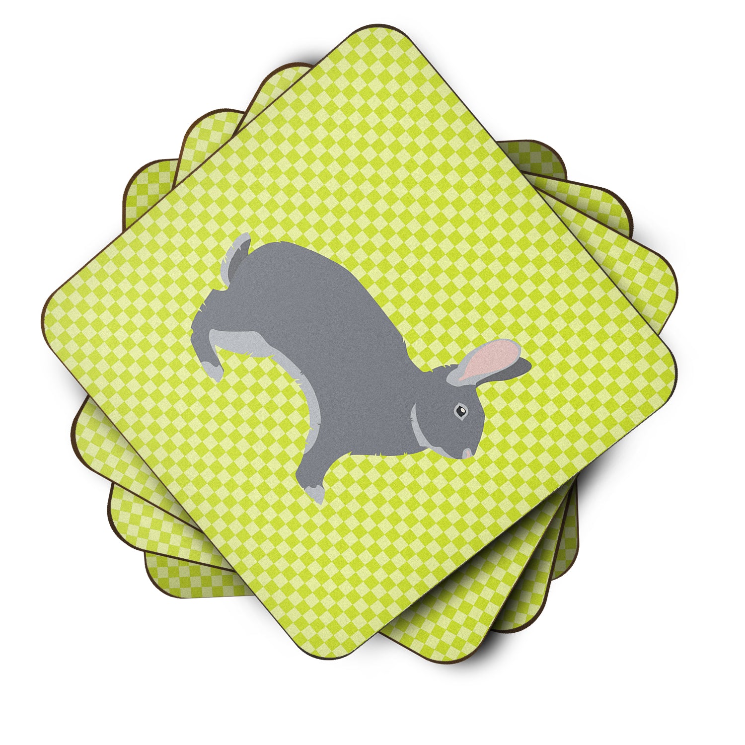 Giant Chinchilla Rabbit Green Foam Coaster Set of 4 BB7792FC - the-store.com