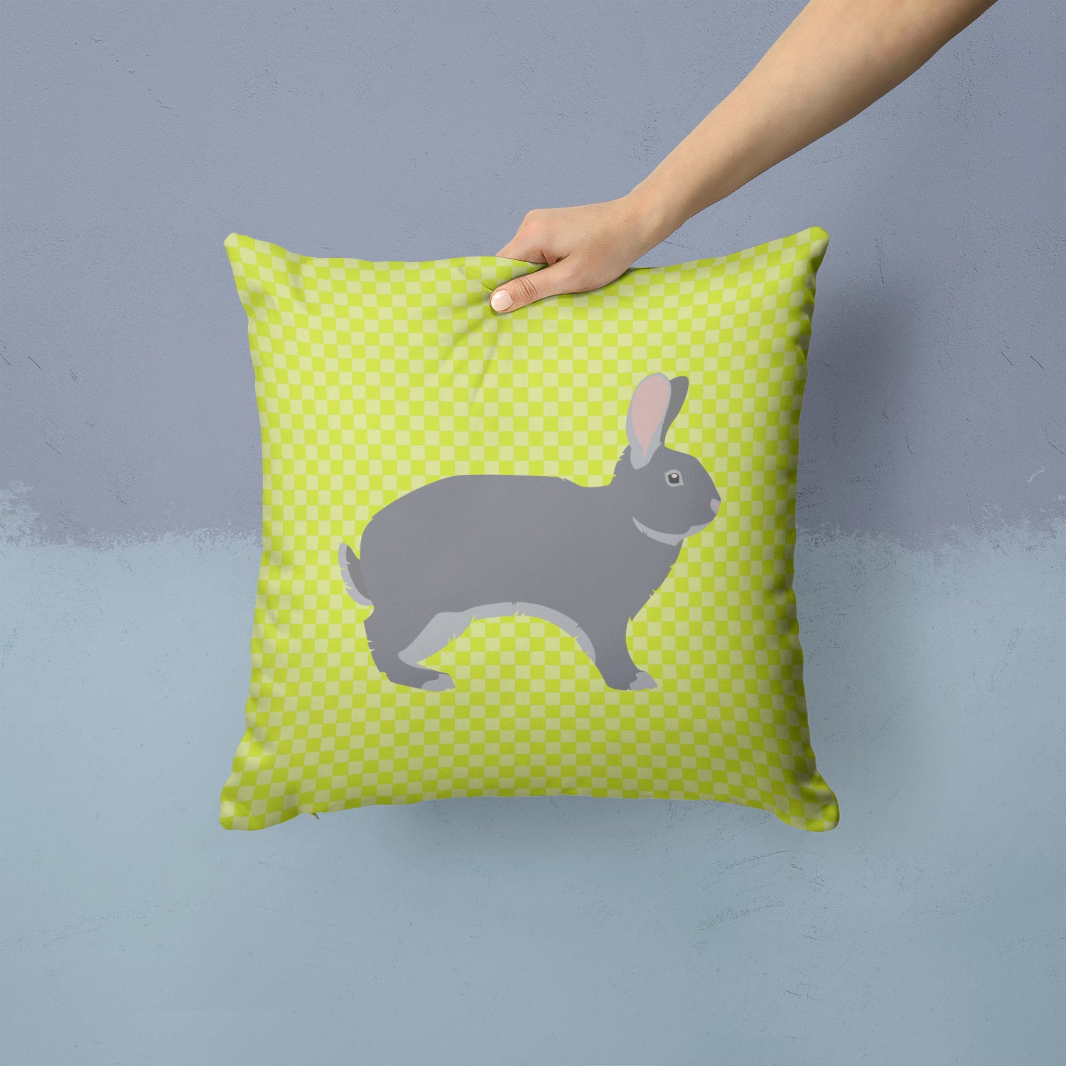 Giant Chinchilla Rabbit Green Fabric Decorative Pillow BB7792PW1414 - the-store.com