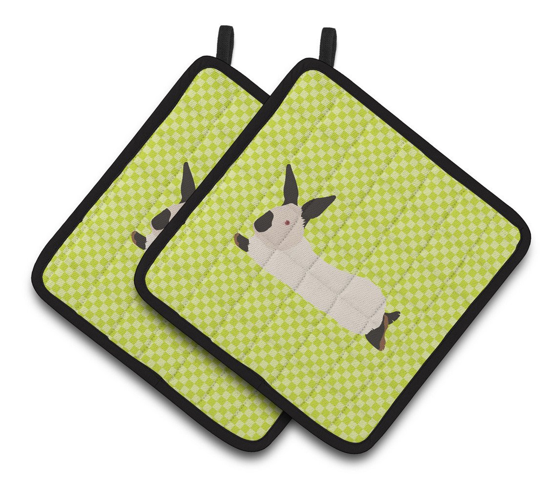 California White Rabbit Green Pair of Pot Holders BB7793PTHD by Caroline&#39;s Treasures