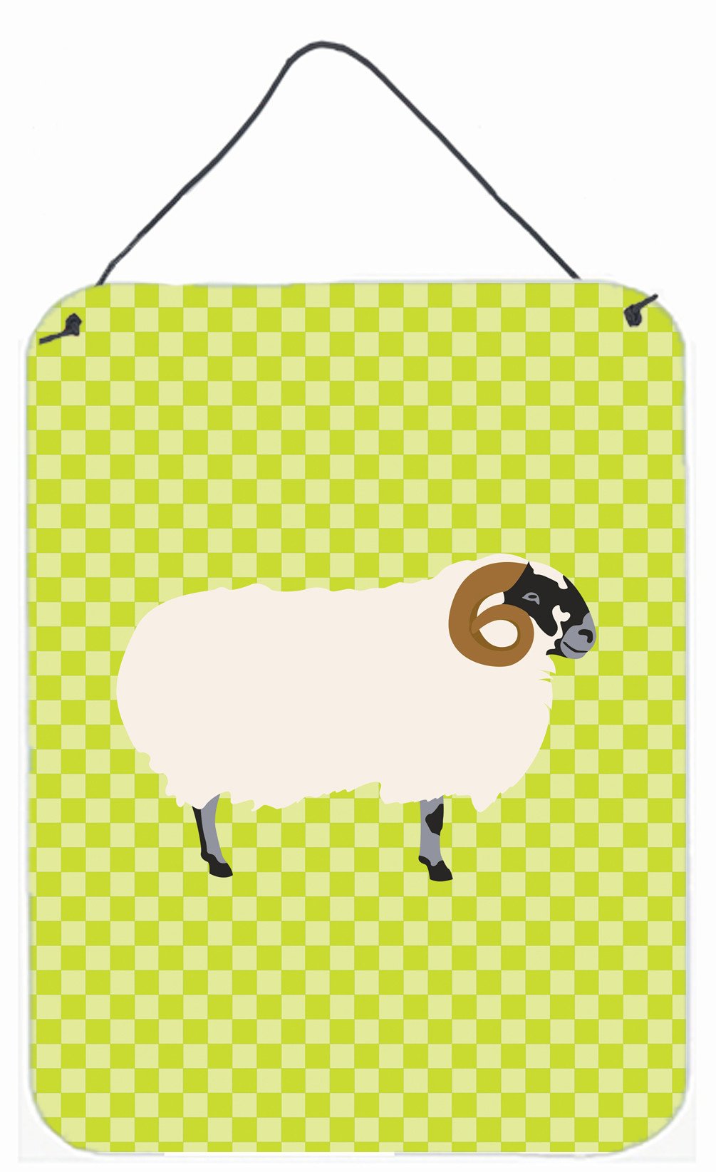 Scottish Blackface Sheep Green Wall or Door Hanging Prints BB7799DS1216 by Caroline's Treasures