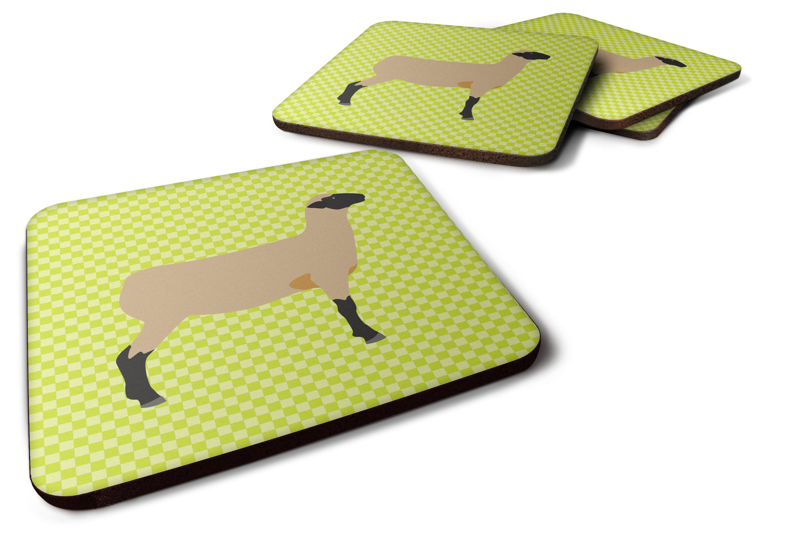 Hampshire Down Sheep Green Foam Coaster Set of 4 BB7802FC - the-store.com