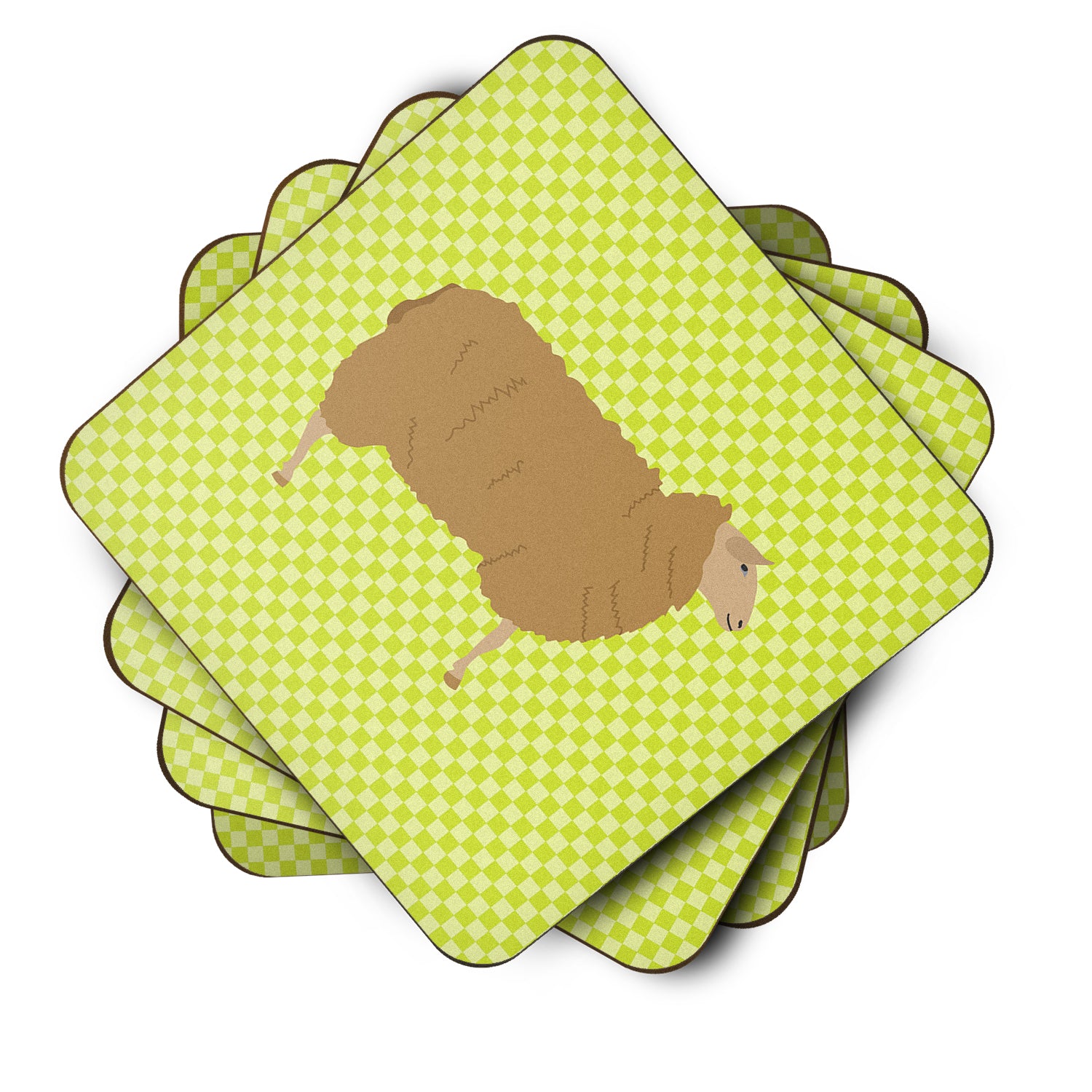 East Friesian Sheep Green Foam Coaster Set of 4 BB7803FC - the-store.com