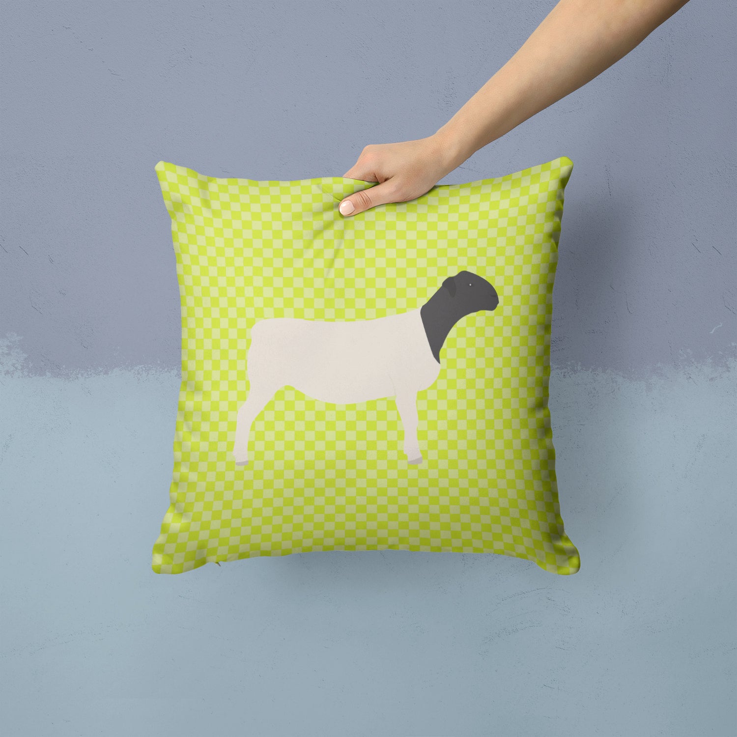 Dorper Sheep Green Fabric Decorative Pillow BB7804PW1414 - the-store.com