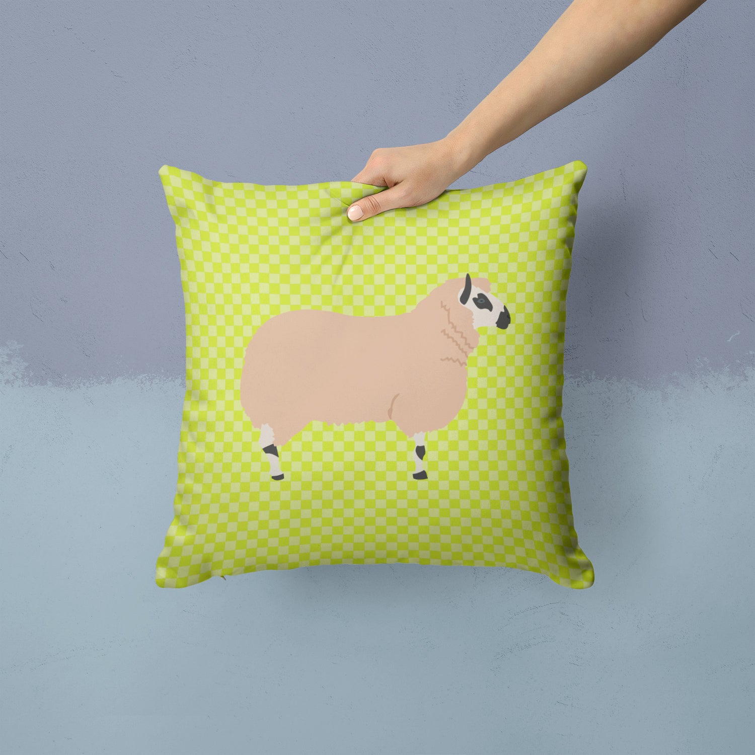 Kerry Hill Sheep Green Fabric Decorative Pillow BB7805PW1414 - the-store.com