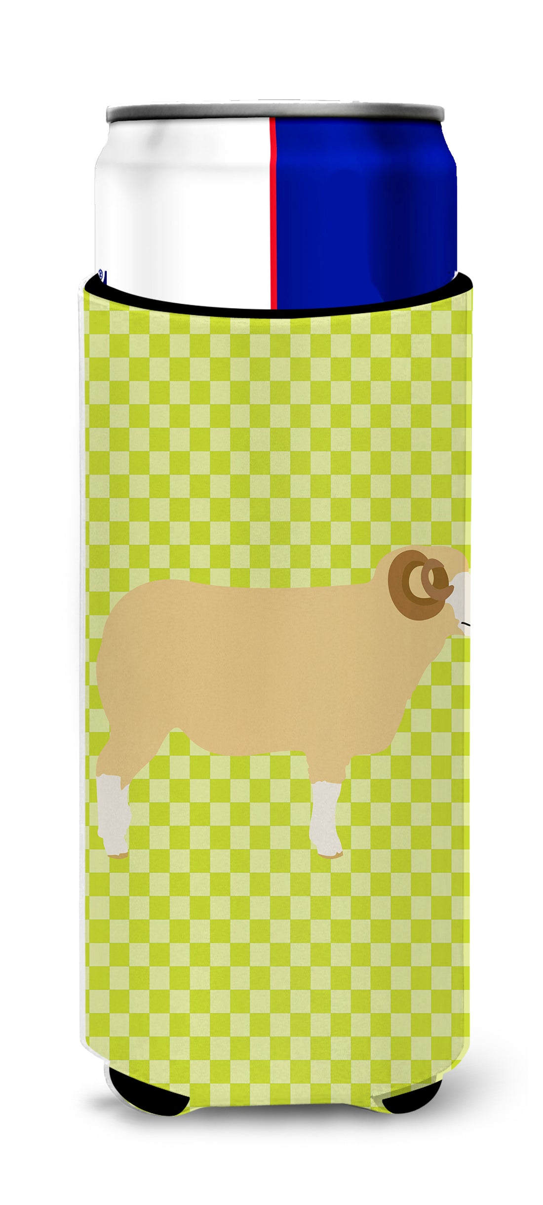 Horned Dorset Sheep Green  Ultra Hugger for slim cans  the-store.com.