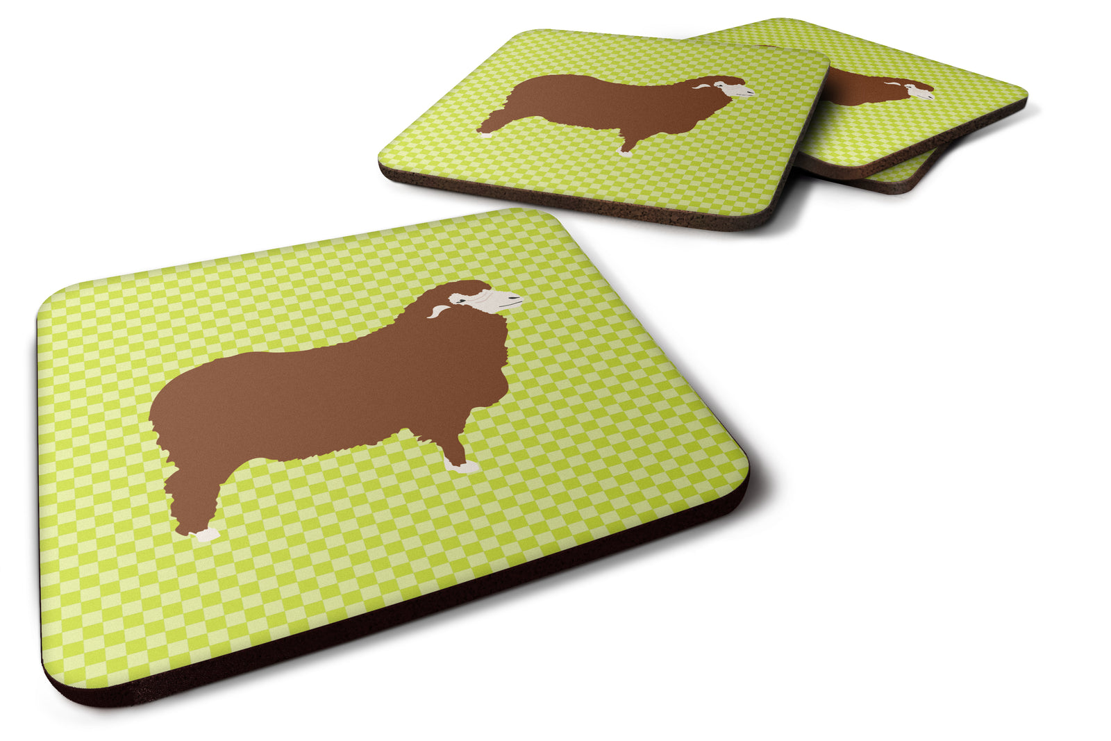 Merino Sheep Green Foam Coaster Set of 4 BB7807FC - the-store.com