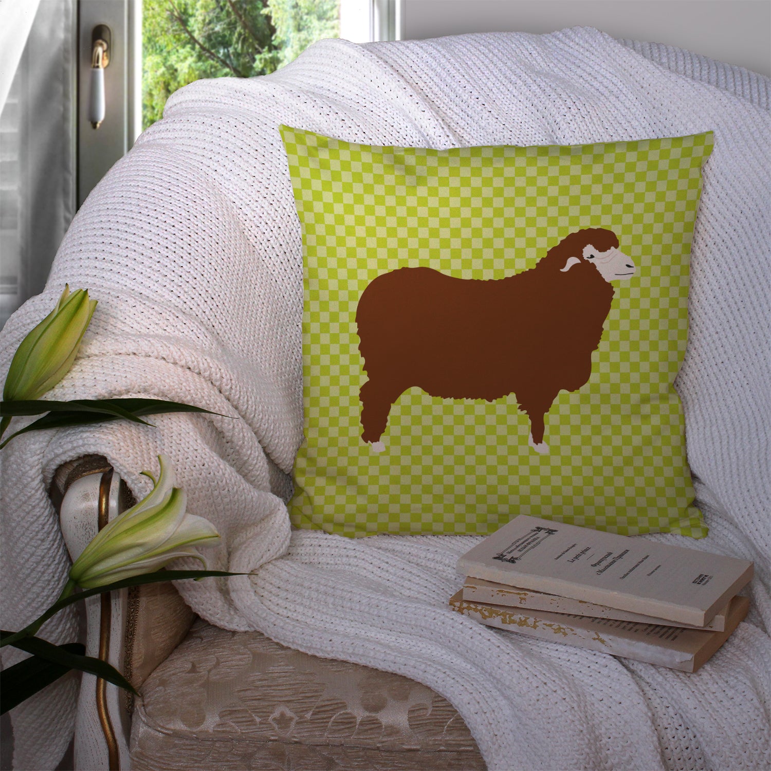 Merino Sheep Green Fabric Decorative Pillow BB7807PW1414 - the-store.com