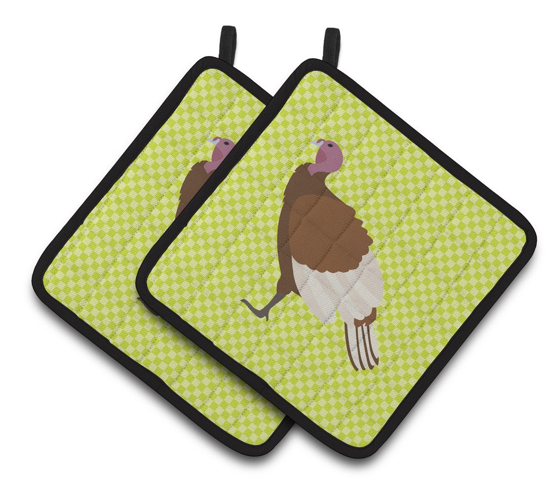 Bourbon Red Turkey Hen Green Pair of Pot Holders BB7808PTHD by Caroline's Treasures