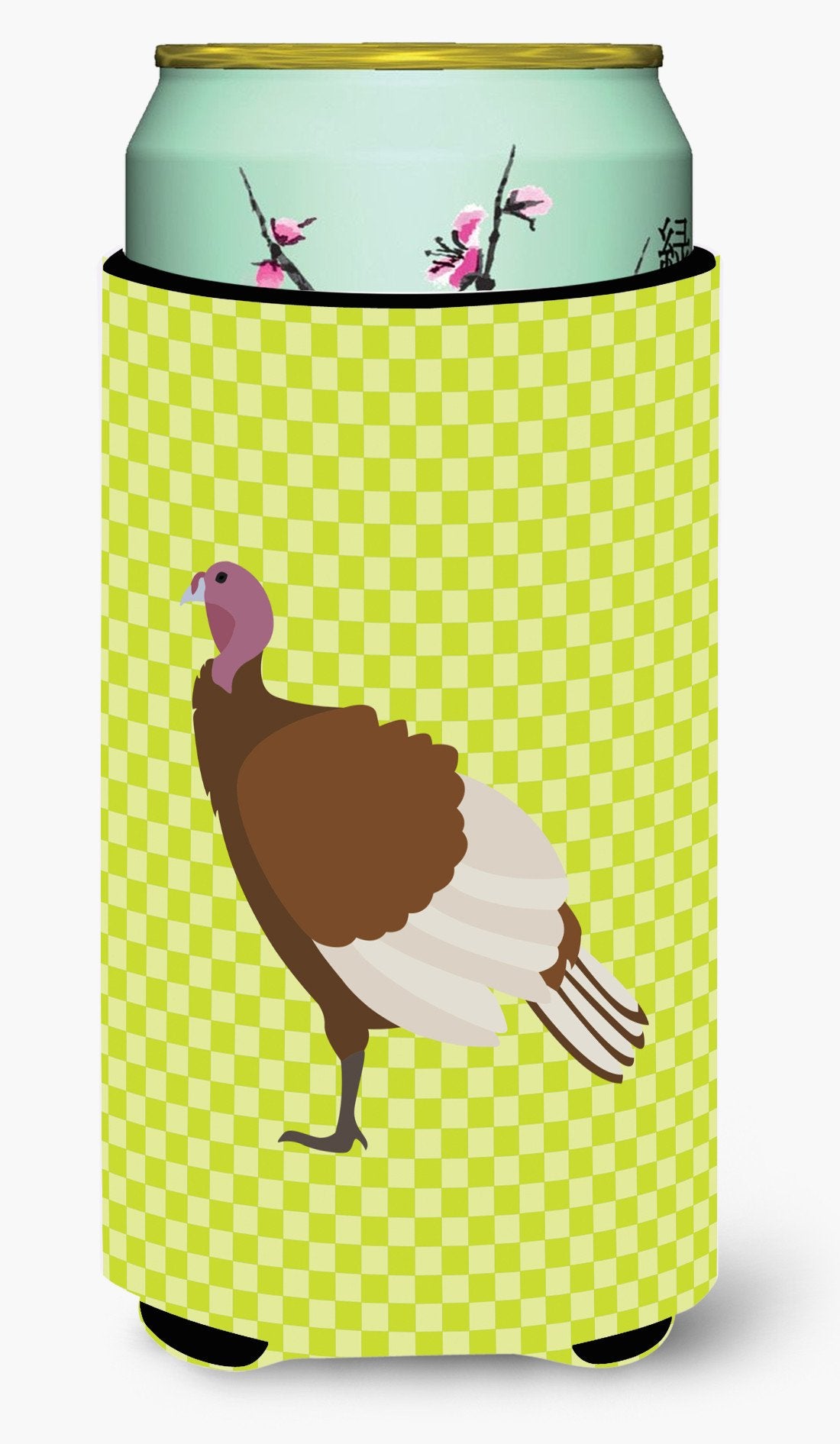 Bourbon Red Turkey Hen Green Tall Boy Beverage Insulator Hugger BB7808TBC by Caroline's Treasures