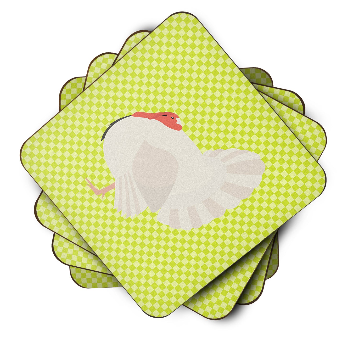 White Holland Turkey Green Foam Coaster Set of 4 BB7809FC - the-store.com