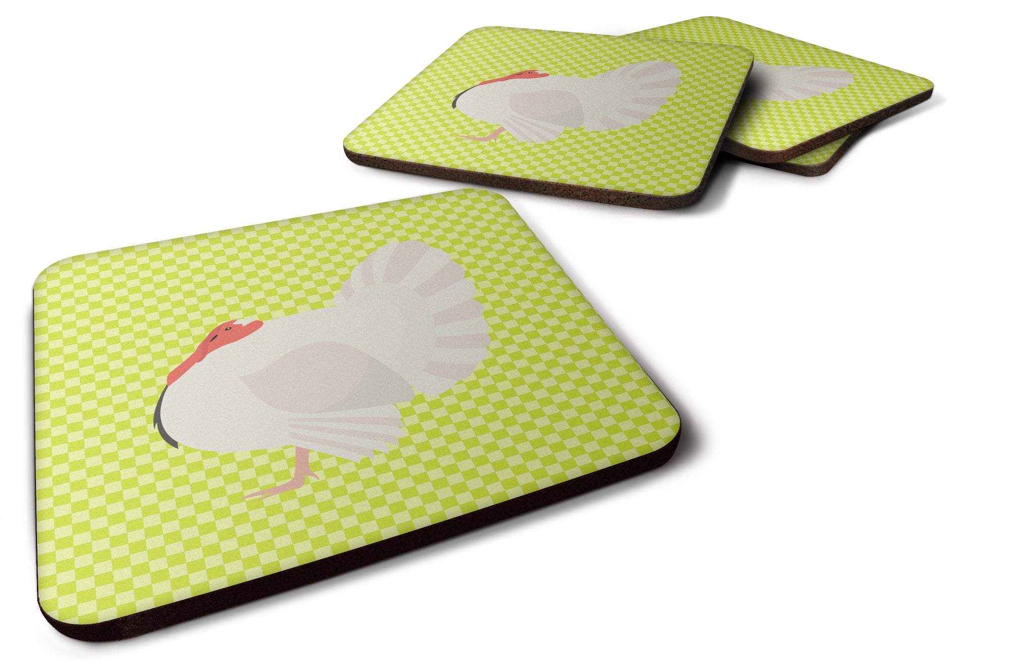 White Holland Turkey Green Foam Coaster Set of 4 BB7809FC - the-store.com