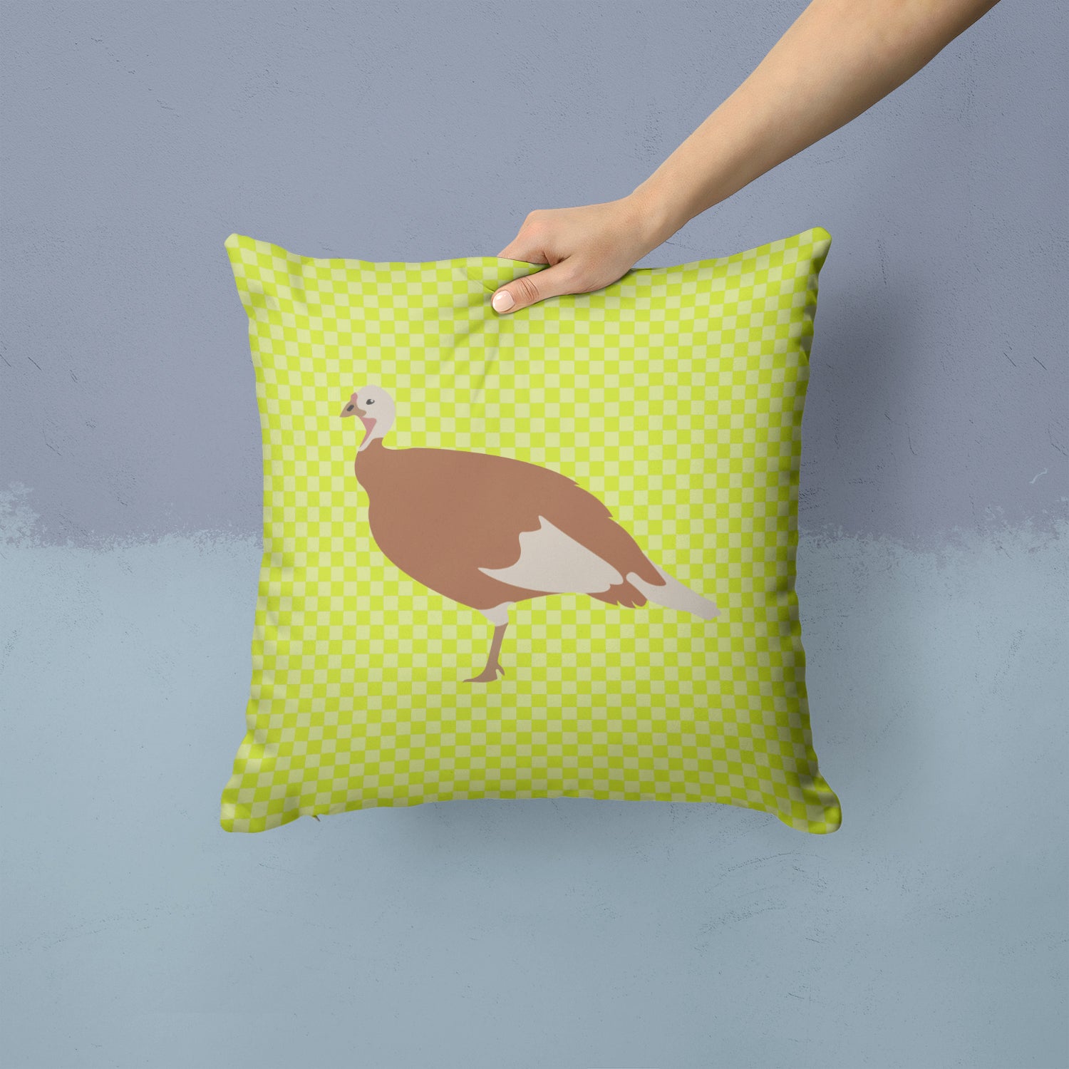 Jersey Buff Turkey Hen Green Fabric Decorative Pillow BB7810PW1414 - the-store.com