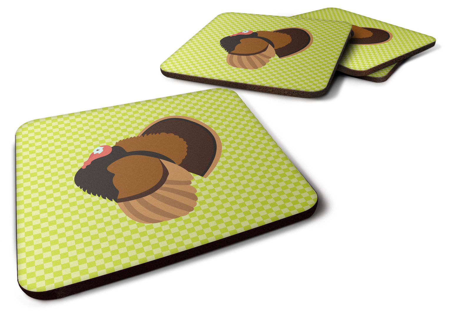 Bronze Turkey Green Foam Coaster Set of 4 BB7812FC - the-store.com