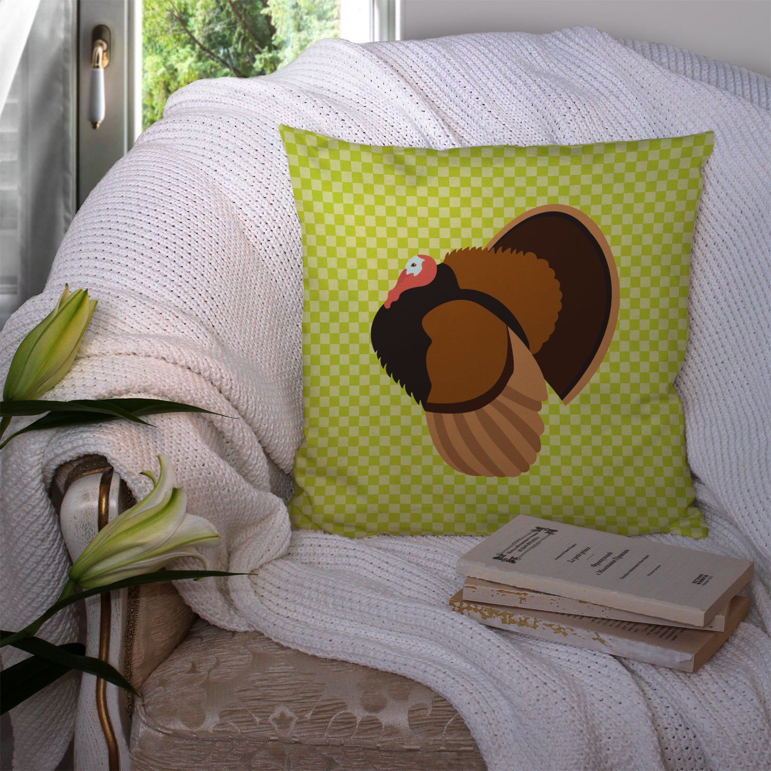 Bronze Turkey Green Fabric Decorative Pillow BB7812PW1414 - the-store.com