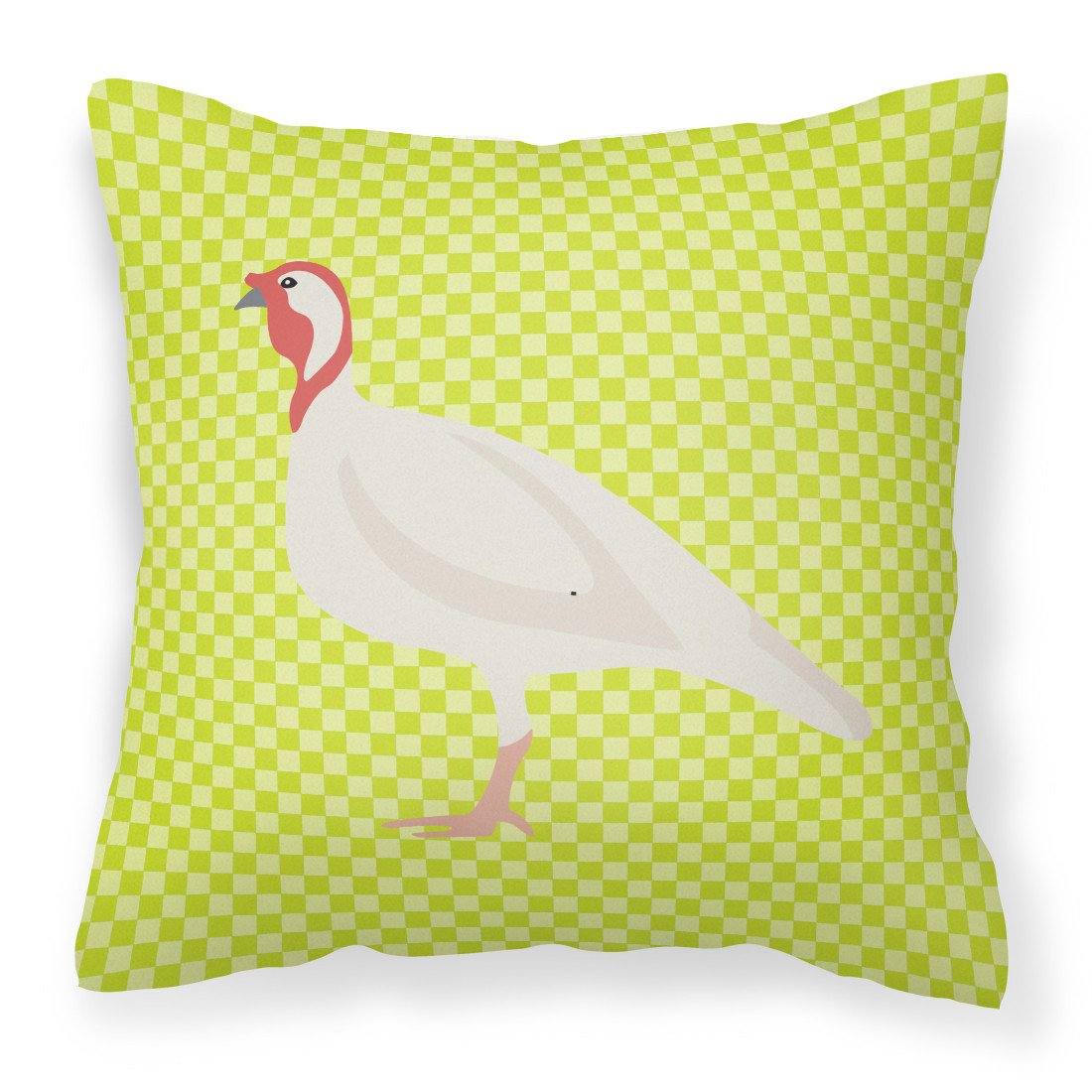 Beltsville Small White Turkey Hen Green Fabric Decorative Pillow BB7815PW1818 by Caroline's Treasures