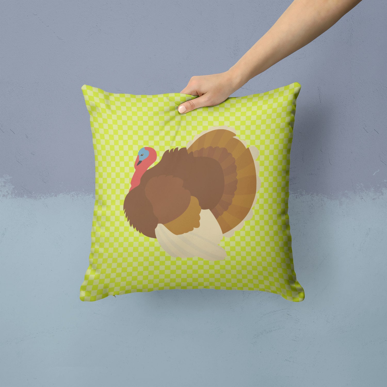 French Turkey Dindon Green Fabric Decorative Pillow BB7816PW1414 - the-store.com