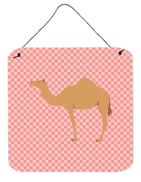 Arabian Camel Dromedary Pink Check Wall or Door Hanging Prints BB7817DS66 by Caroline's Treasures