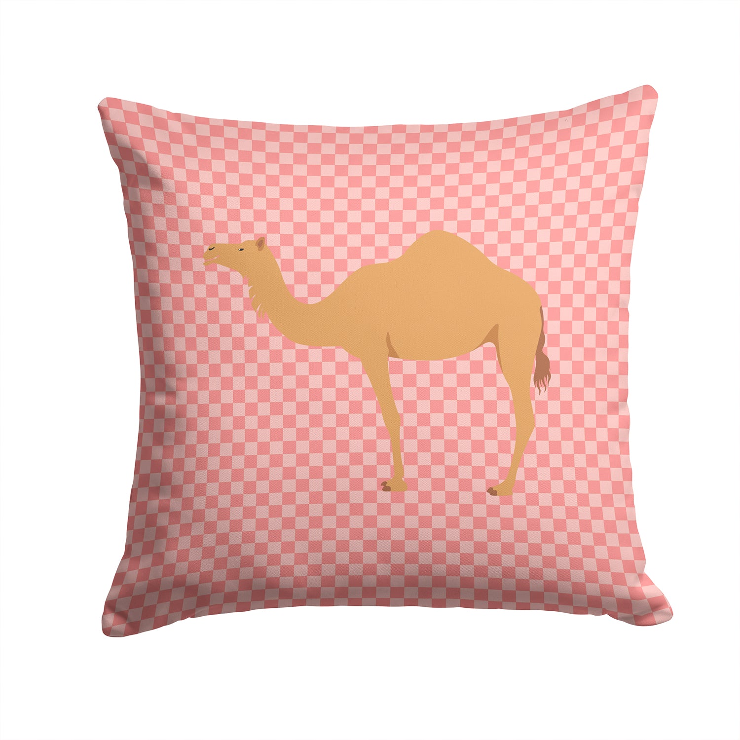 Arabian Camel Dromedary Pink Check Fabric Decorative Pillow BB7817PW1414 - the-store.com