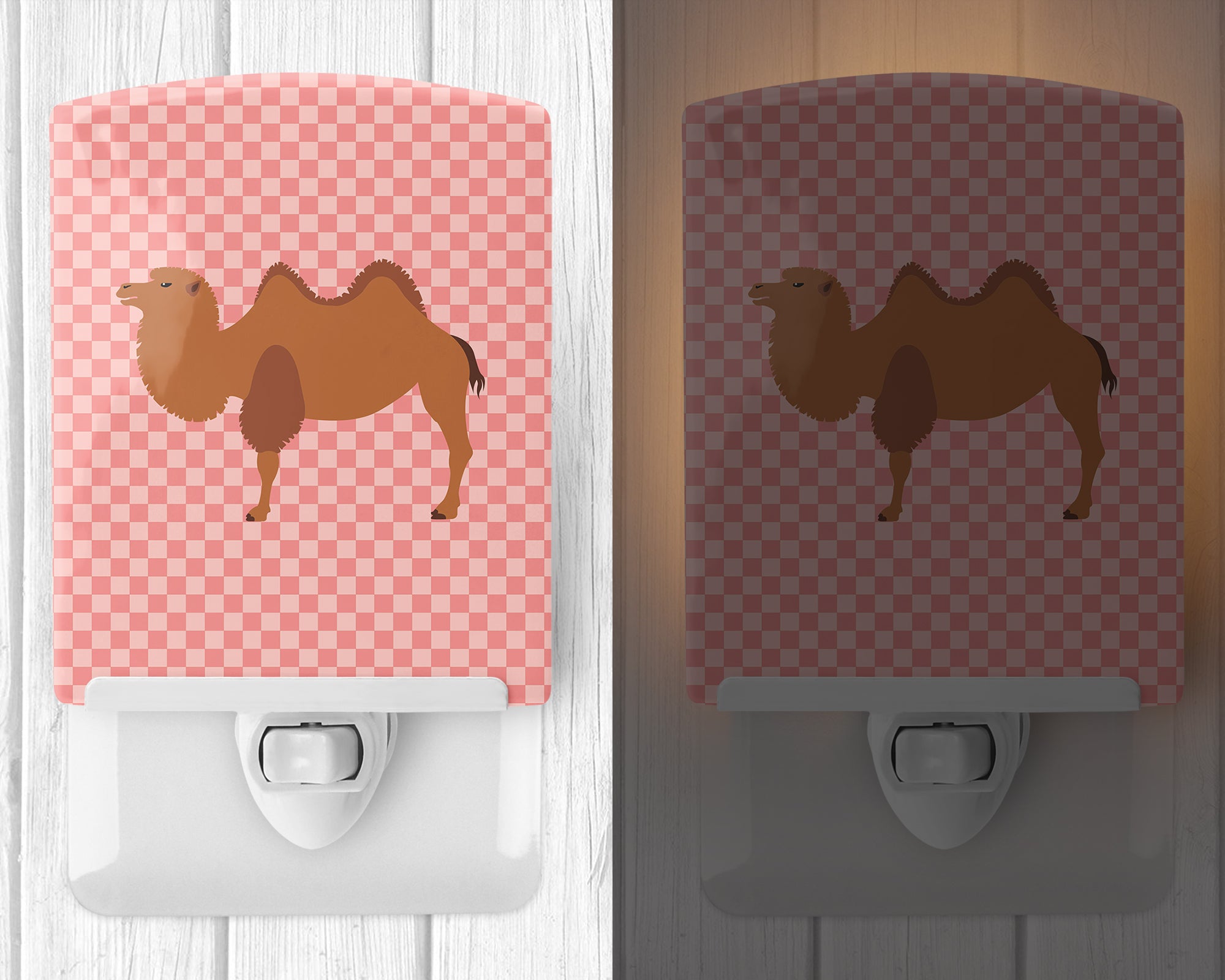 Bactrian Camel Pink Check Ceramic Night Light BB7818CNL - the-store.com