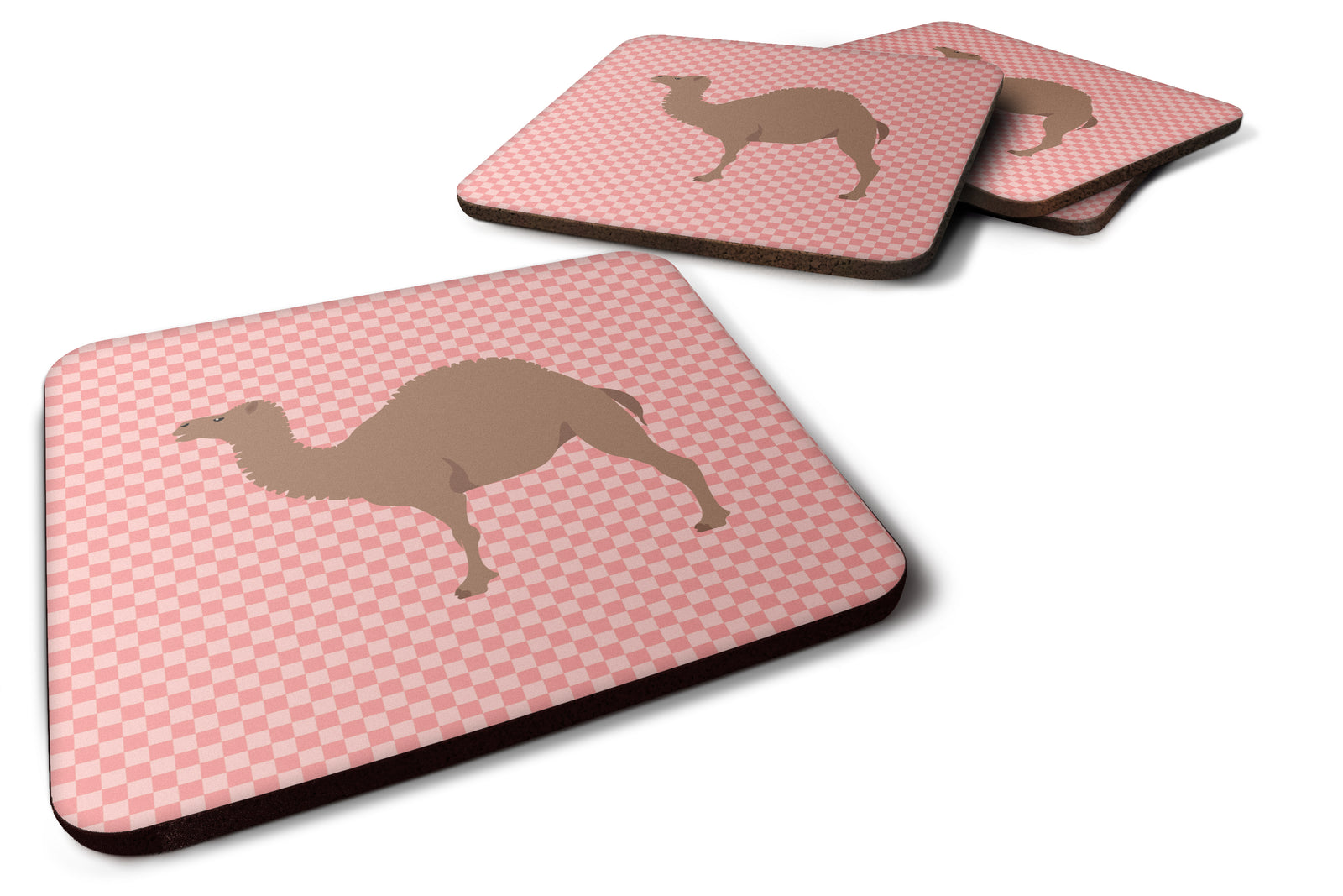 F1 Hybrid Camel Pink Check Foam Coaster Set of 4 BB7819FC - the-store.com