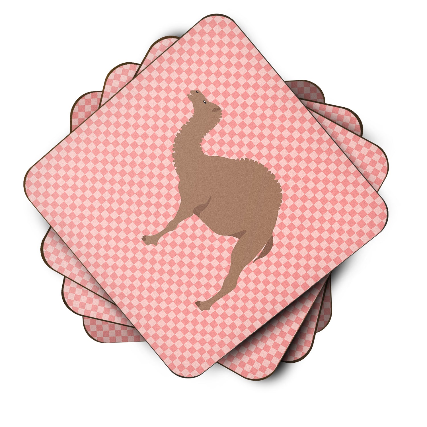 F1 Hybrid Camel Pink Check Foam Coaster Set of 4 BB7819FC - the-store.com