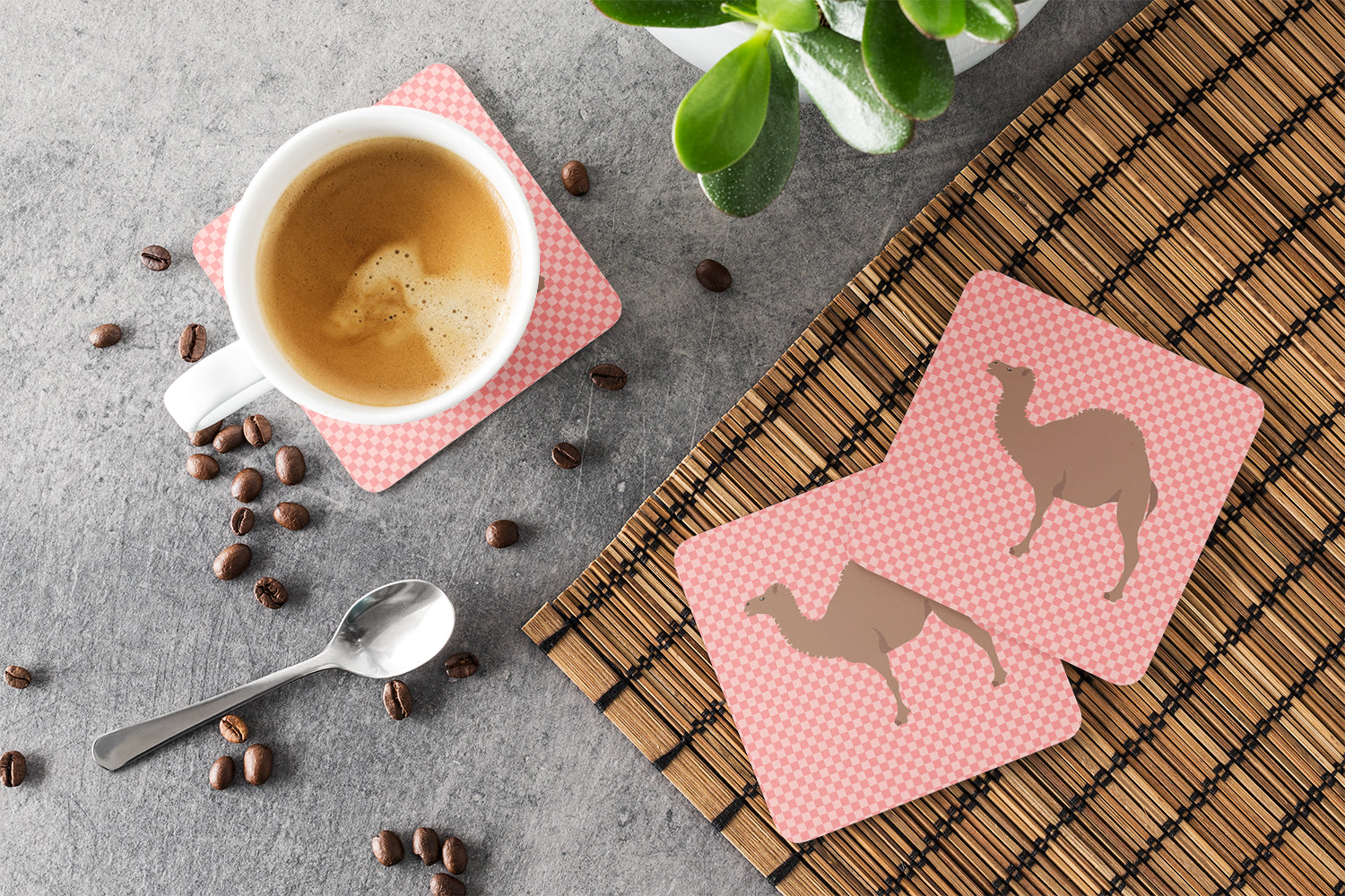 F1 Hybrid Camel Pink Check Foam Coaster Set of 4 BB7819FC - the-store.com