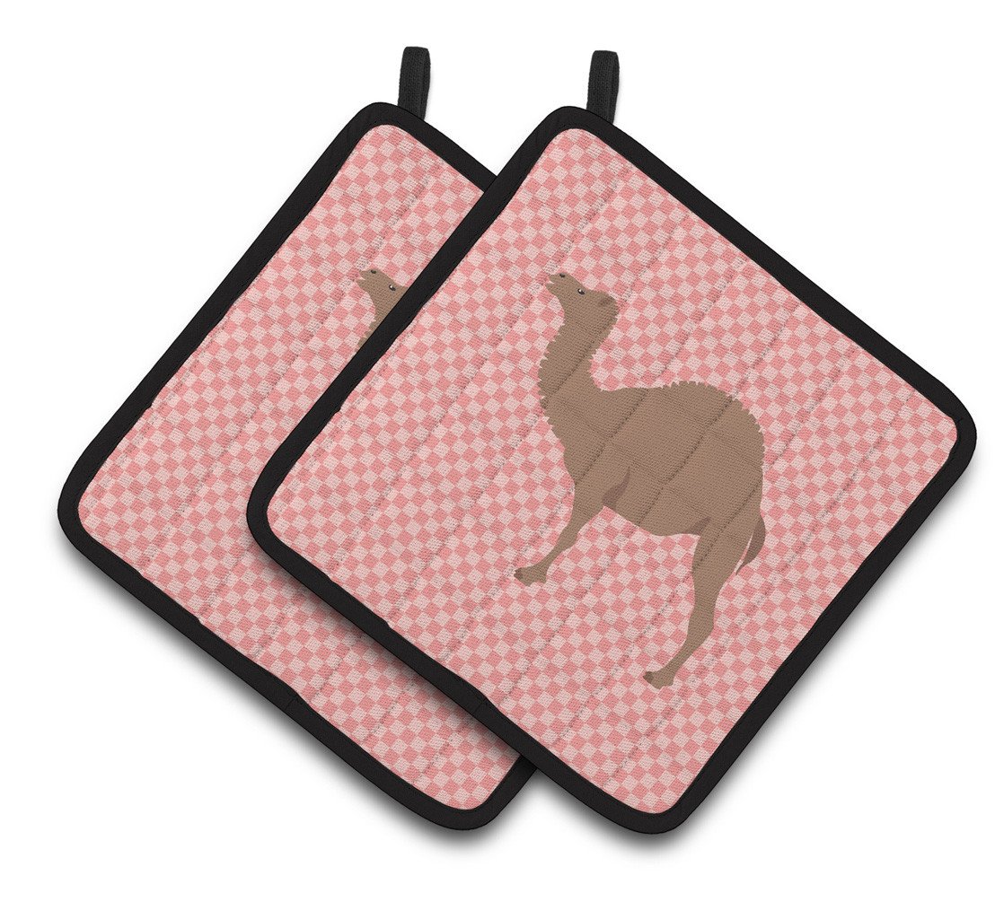 F1 Hybrid Camel Pink Check Pair of Pot Holders BB7819PTHD by Caroline's Treasures