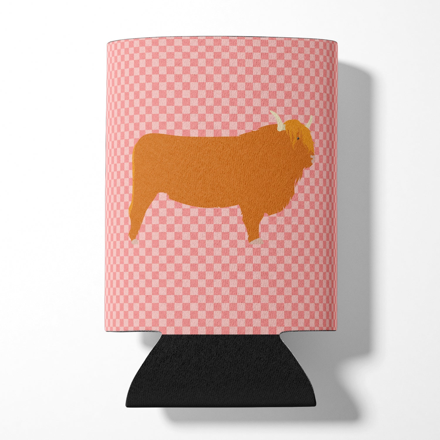 Highland Cow Pink Check Can or Bottle Hugger BB7820CC  the-store.com.