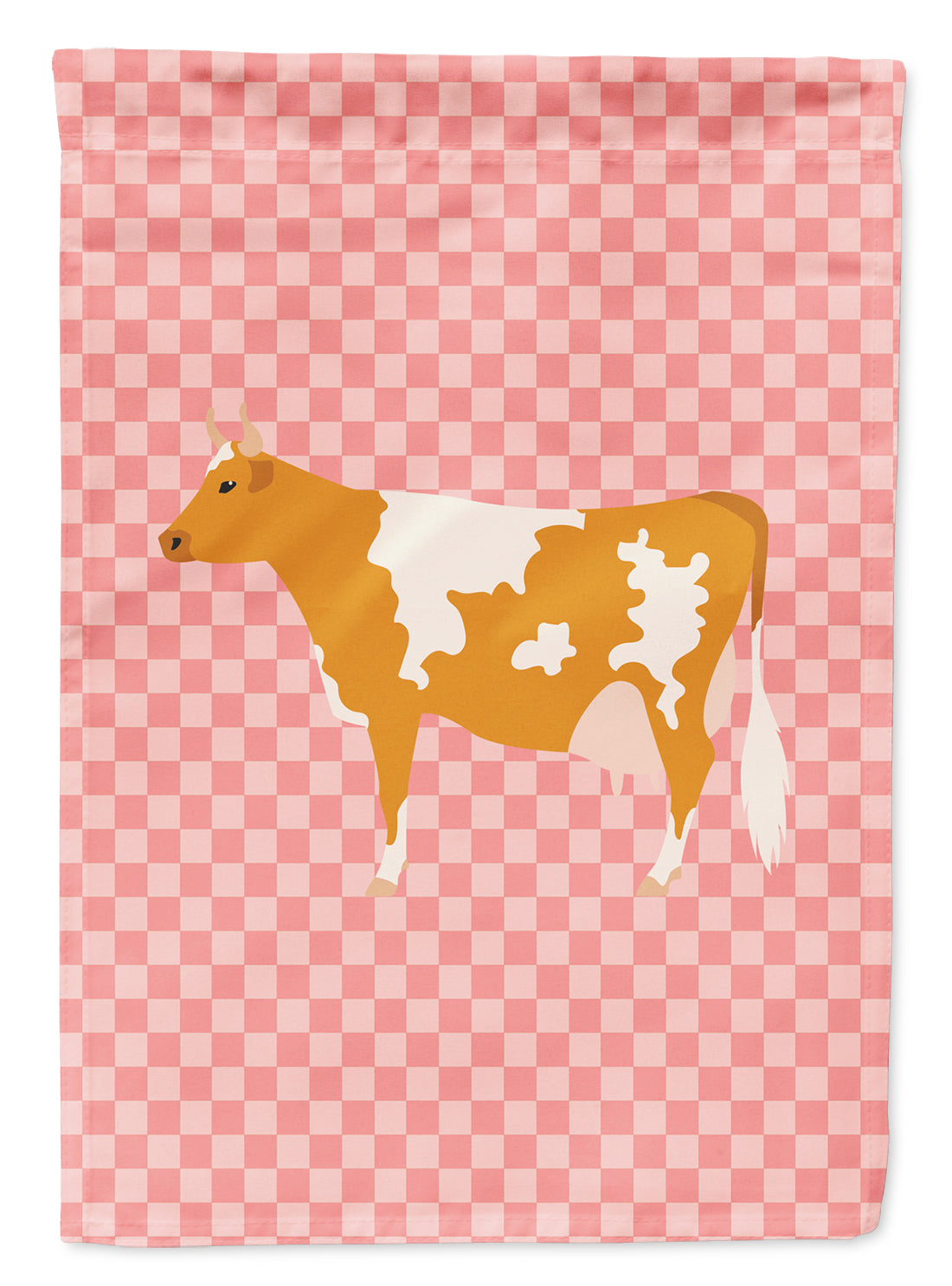 Guernsey Cow Pink Check Flag Garden Size  the-store.com.