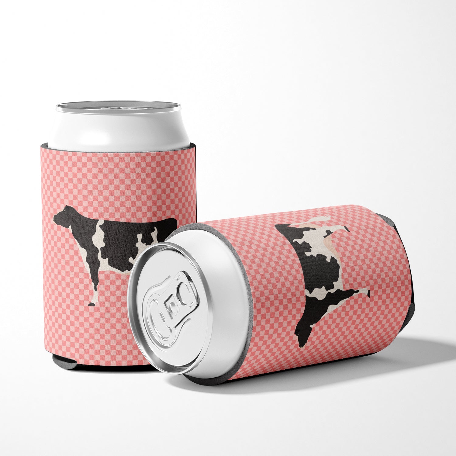 Holstein Cow Pink Check Can or Bottle Hugger  the-store.com.